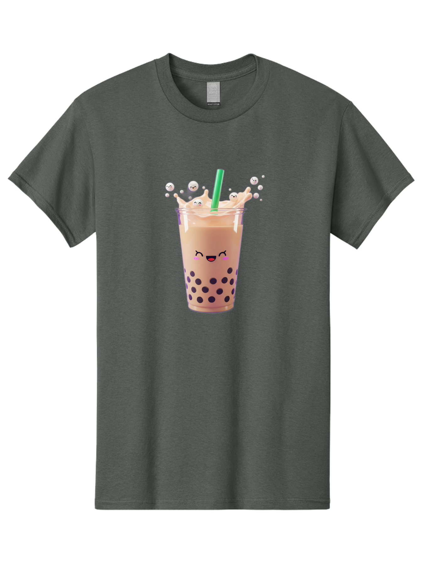 Boba-Tea-10 Men'S Graphic Tee, 100% Cotton, Comfortable Casual Summer Wear, Machine Washable, Milk Tea, Bubble Tea, Boba Drink, Kawaii, Cute, Cartoon Style, Milkshake, Tapioca Pearls Bac651