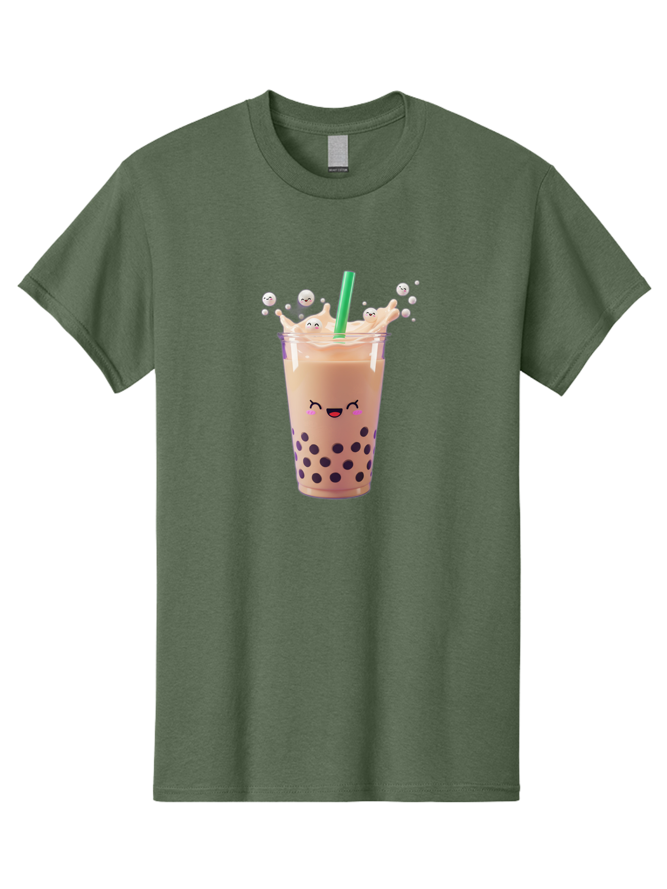 Boba-Tea-10 Men'S Graphic Tee, 100% Cotton, Comfortable Casual Summer Wear, Machine Washable, Milk Tea, Bubble Tea, Boba Drink, Kawaii, Cute, Cartoon Style, Milkshake, Tapioca Pearls Bac651