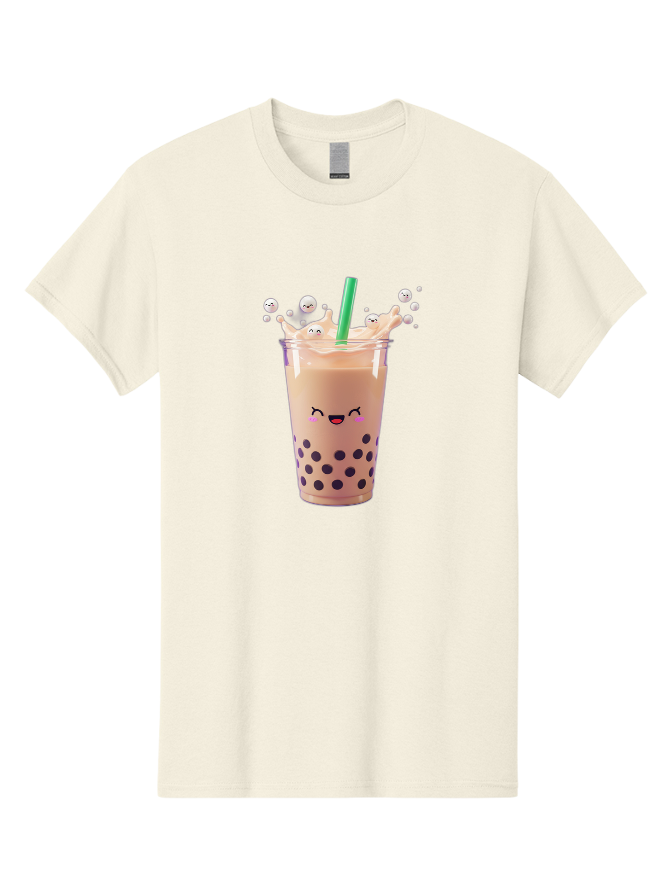 Boba-Tea-10 Men'S Graphic Tee, 100% Cotton, Comfortable Casual Summer Wear, Machine Washable, Milk Tea, Bubble Tea, Boba Drink, Kawaii, Cute, Cartoon Style, Milkshake, Tapioca Pearls Bac651