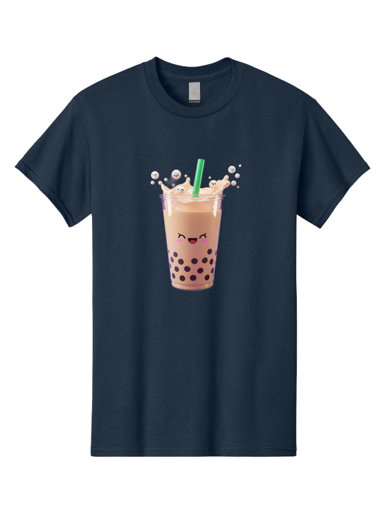 Boba-Tea-10 Men'S Graphic Tee, 100% Cotton, Comfortable Casual Summer Wear, Machine Washable, Milk Tea, Bubble Tea, Boba Drink, Kawaii, Cute, Cartoon Style, Milkshake, Tapioca Pearls Bac651