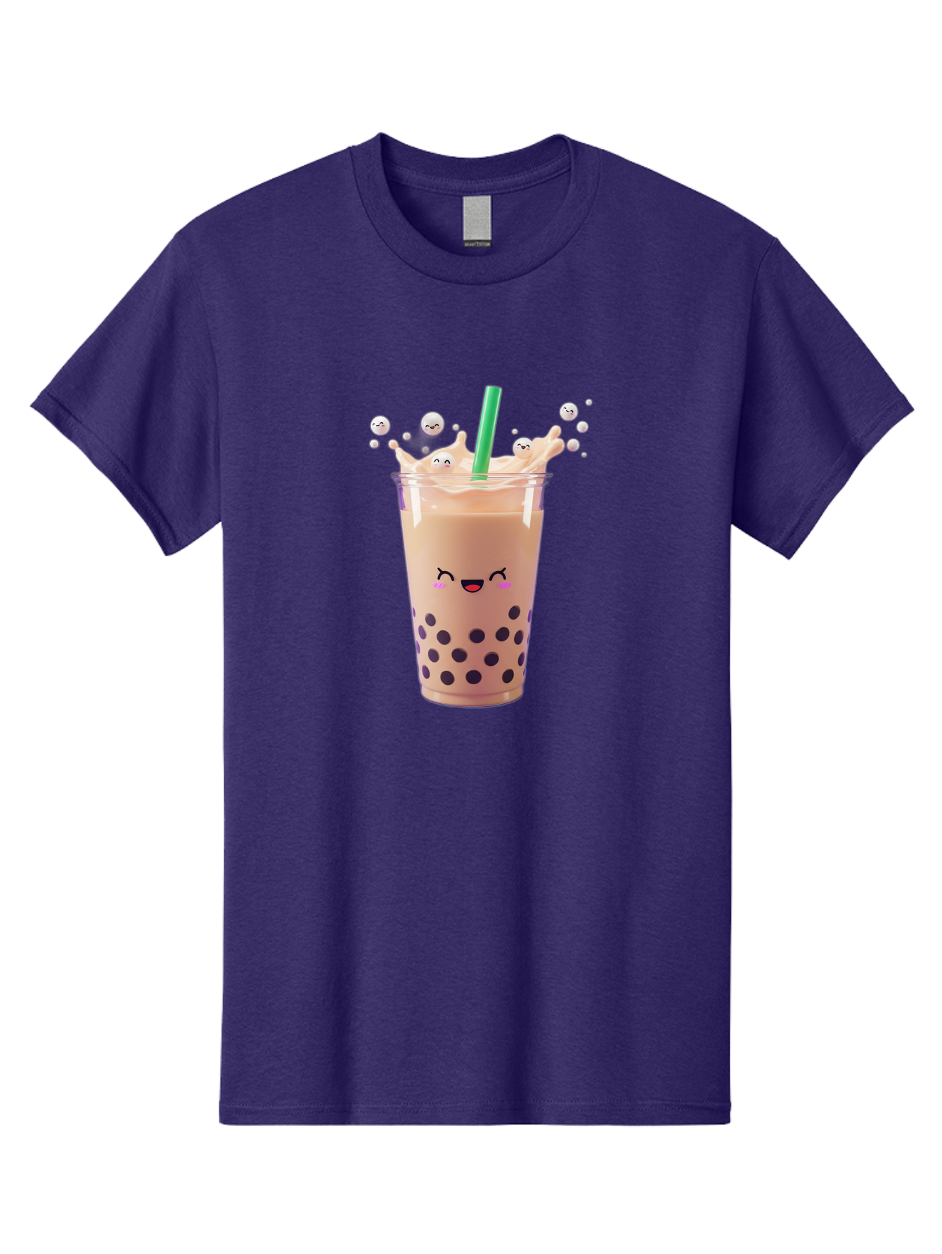 Boba-Tea-10 Men'S Graphic Tee, 100% Cotton, Comfortable Casual Summer Wear, Machine Washable, Milk Tea, Bubble Tea, Boba Drink, Kawaii, Cute, Cartoon Style, Milkshake, Tapioca Pearls Bac651