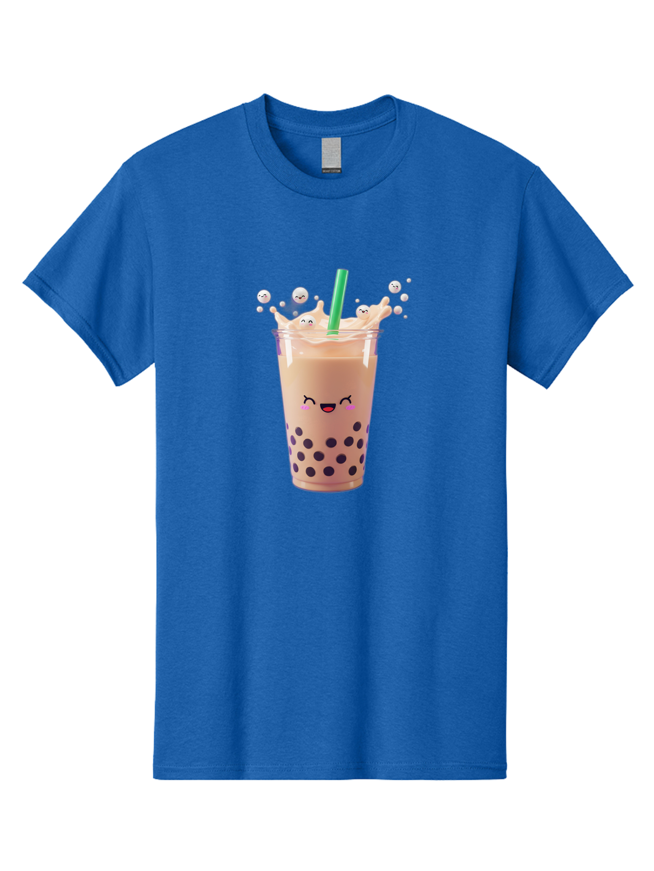 Boba-Tea-10 Men'S Graphic Tee, 100% Cotton, Comfortable Casual Summer Wear, Machine Washable, Milk Tea, Bubble Tea, Boba Drink, Kawaii, Cute, Cartoon Style, Milkshake, Tapioca Pearls Bac651