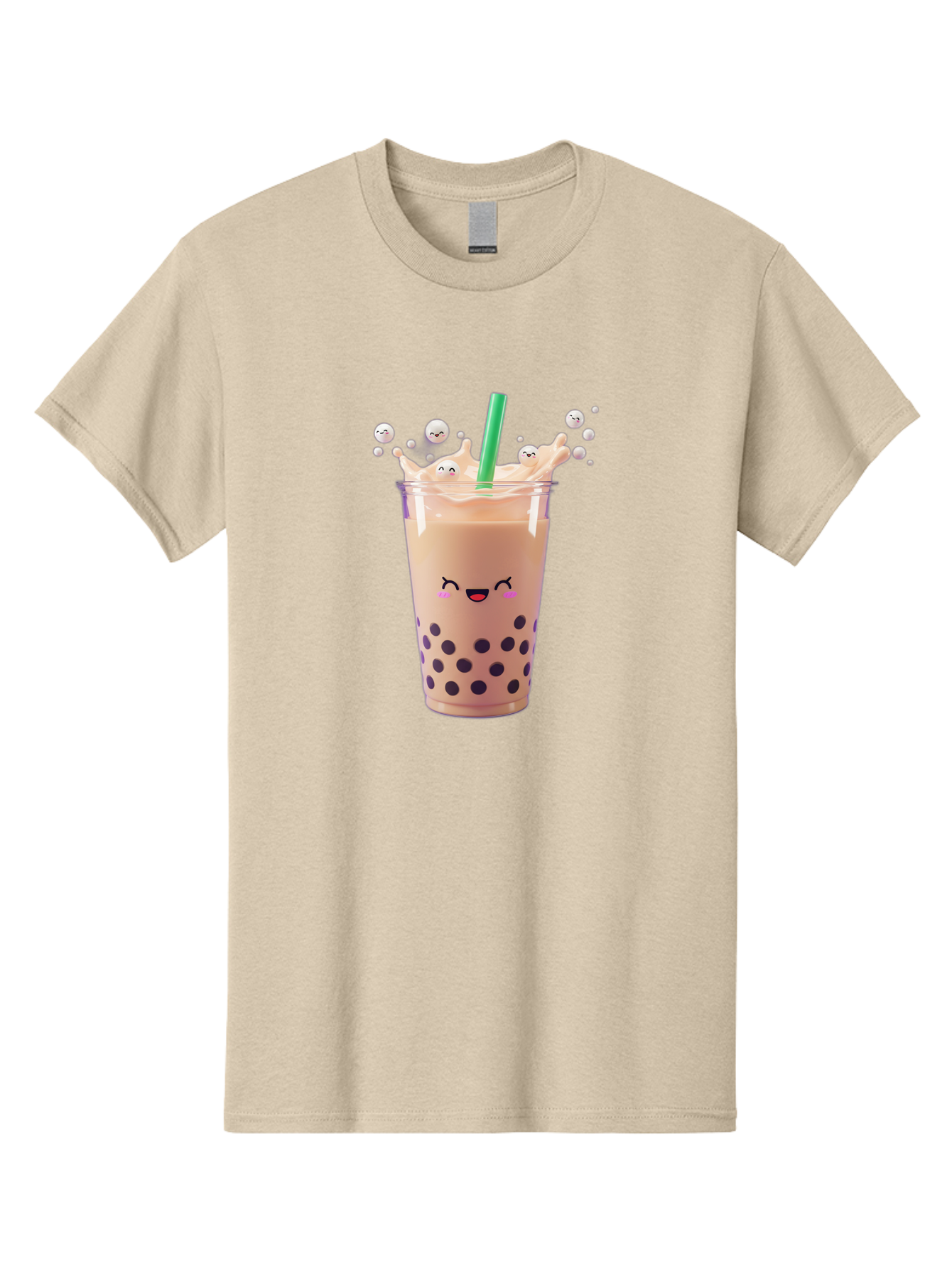 Boba-Tea-10 Men'S Graphic Tee, 100% Cotton, Comfortable Casual Summer Wear, Machine Washable, Milk Tea, Bubble Tea, Boba Drink, Kawaii, Cute, Cartoon Style, Milkshake, Tapioca Pearls Bac651