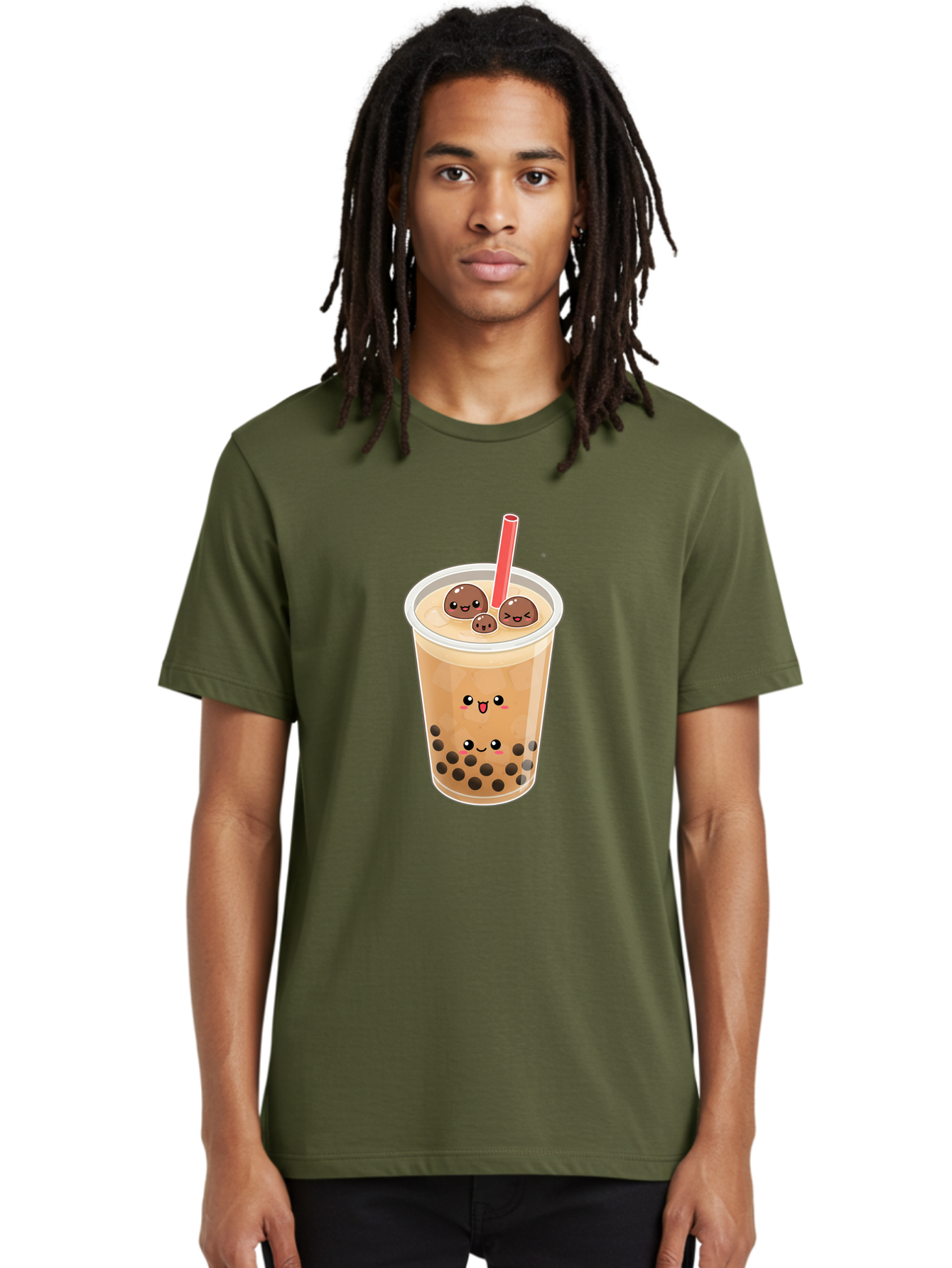Boba-Tea-13 Men'S Graphic Tee, 100% Cotton, Comfortable Casual Summer Wear, Machine Washable, Boba Tea, Bubble Tea, Cartoon Drink, Cute Beverage, Milky Tea, Tea Time, Boba Pearls, Sweet Treat, Cartoon Style, Adorable Drink, Tasty Boba, Bac654