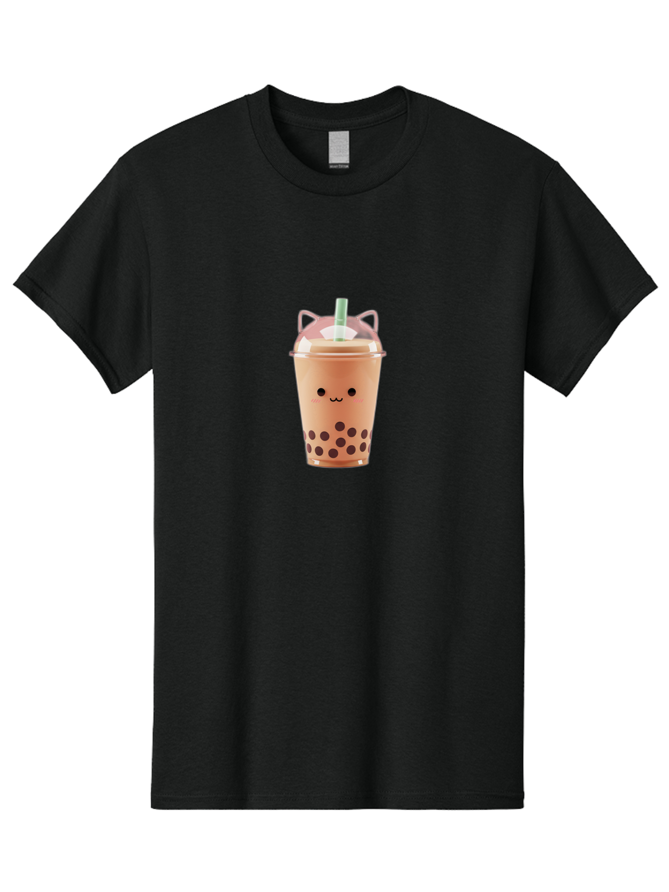 Boba-Tea-2 Men'S Graphic Tee, 100% Cotton, Comfortable Casual Summer Wear, Machine Washable, Bubble Tea, Milk Tea, Boba Drink, Cute Kawaii Design, Cartoon Face, Straw, Tapioca Pearls, Brown Bubbles, Smiling Face, Adorable Beverage, Tea Drink, Bac660