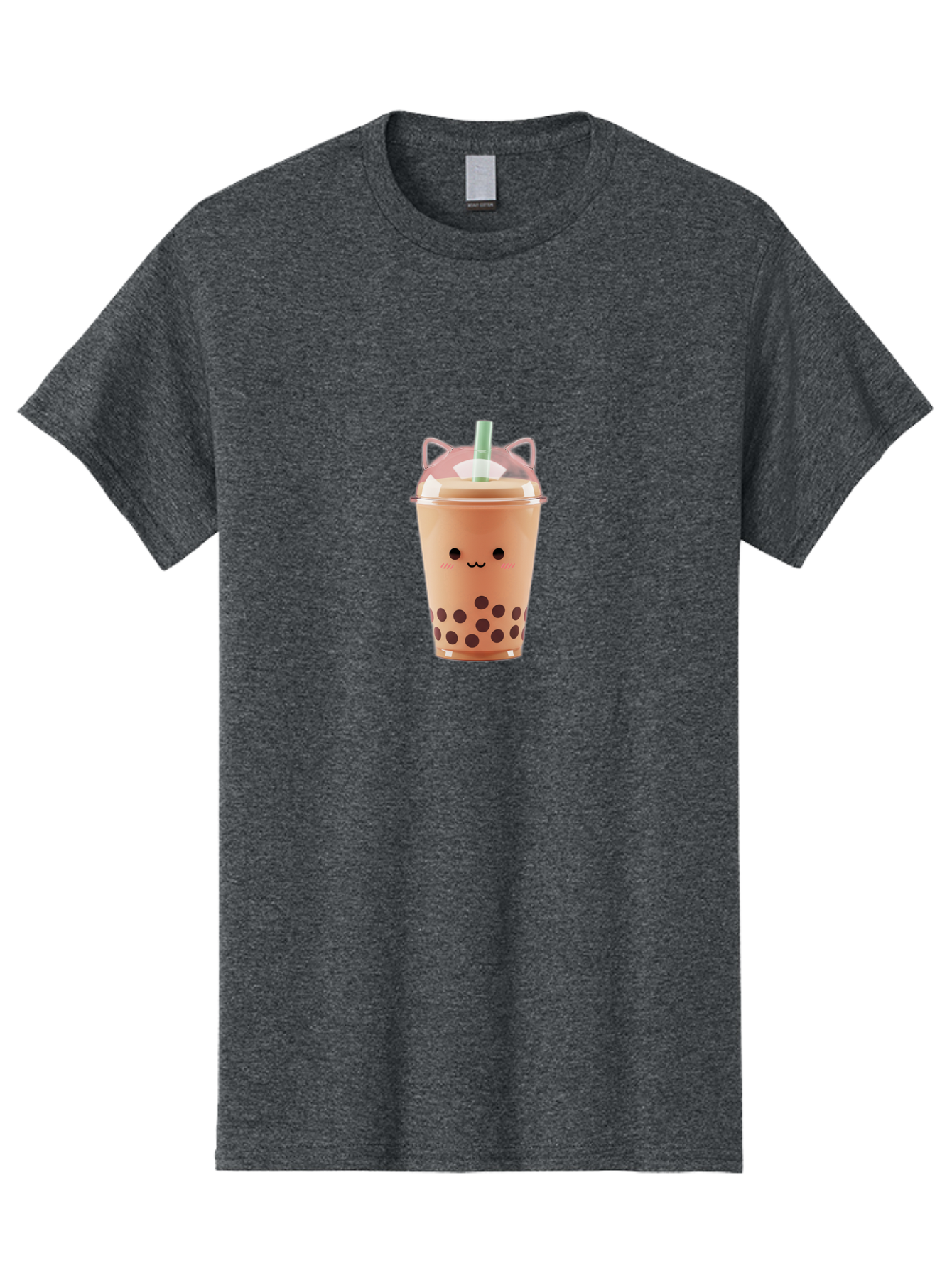 Boba-Tea-2 Men'S Graphic Tee, 100% Cotton, Comfortable Casual Summer Wear, Machine Washable, Bubble Tea, Milk Tea, Boba Drink, Cute Kawaii Design, Cartoon Face, Straw, Tapioca Pearls, Brown Bubbles, Smiling Face, Adorable Beverage, Tea Drink, Bac660