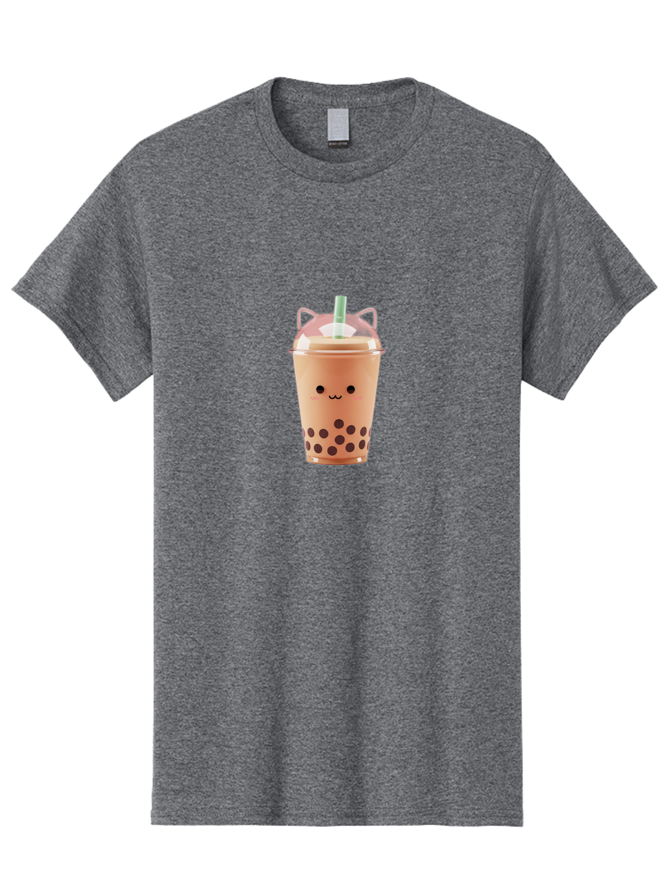Boba-Tea-2 Men'S Graphic Tee, 100% Cotton, Comfortable Casual Summer Wear, Machine Washable, Bubble Tea, Milk Tea, Boba Drink, Cute Kawaii Design, Cartoon Face, Straw, Tapioca Pearls, Brown Bubbles, Smiling Face, Adorable Beverage, Tea Drink, Bac660