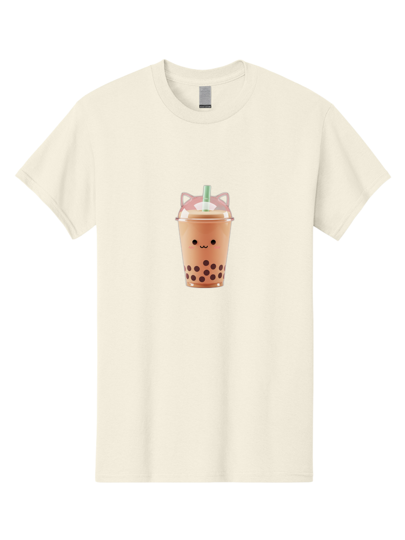 Boba-Tea-2 Men'S Graphic Tee, 100% Cotton, Comfortable Casual Summer Wear, Machine Washable, Bubble Tea, Milk Tea, Boba Drink, Cute Kawaii Design, Cartoon Face, Straw, Tapioca Pearls, Brown Bubbles, Smiling Face, Adorable Beverage, Tea Drink, Bac660