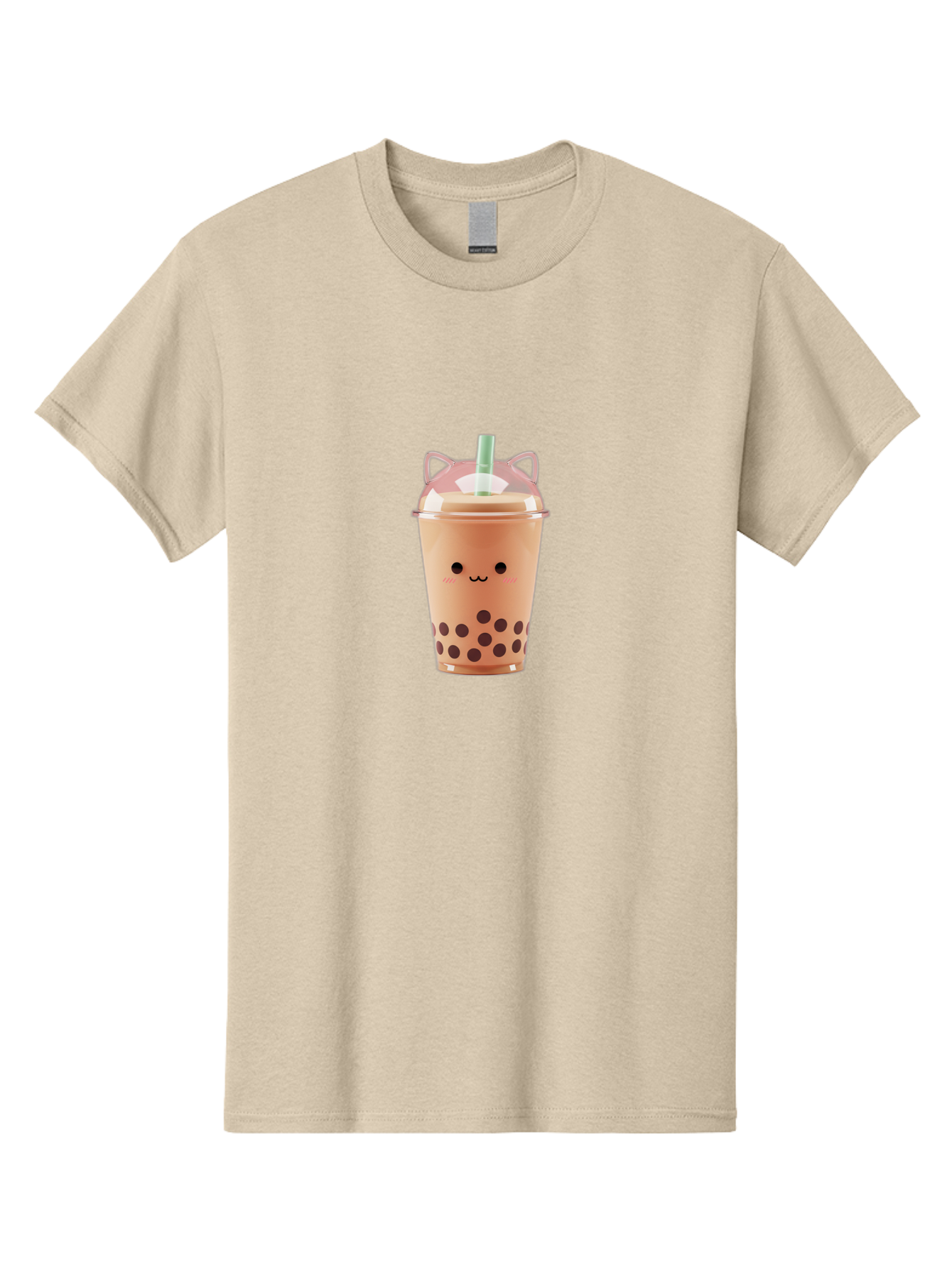 Boba-Tea-2 Men'S Graphic Tee, 100% Cotton, Comfortable Casual Summer Wear, Machine Washable, Bubble Tea, Milk Tea, Boba Drink, Cute Kawaii Design, Cartoon Face, Straw, Tapioca Pearls, Brown Bubbles, Smiling Face, Adorable Beverage, Tea Drink, Bac660
