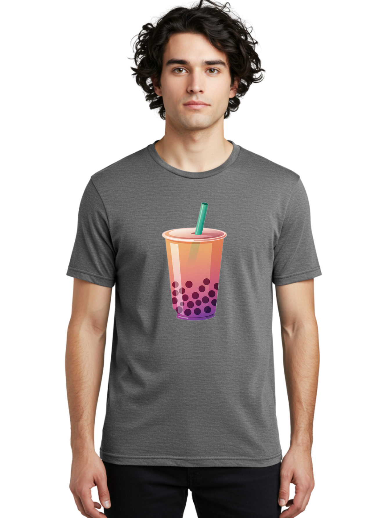 Boba-Tea-3 Men'S Graphic Tee, 100% Cotton, Comfortable Casual Summer Wear, Machine Washable, Bubble Tea, Boba Tea, Pink Tea, Straw, Tapioca Pearls, Milk Tea, Tea Drink, Refreshing Beverage, Sweet Treat Bac661