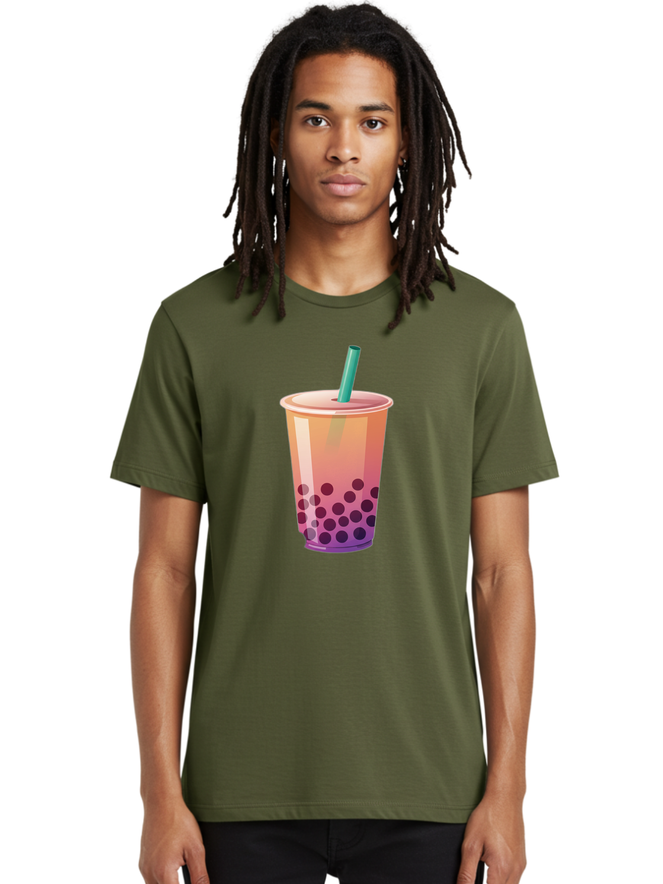 Boba-Tea-3 Men'S Graphic Tee, 100% Cotton, Comfortable Casual Summer Wear, Machine Washable, Bubble Tea, Boba Tea, Pink Tea, Straw, Tapioca Pearls, Milk Tea, Tea Drink, Refreshing Beverage, Sweet Treat Bac661