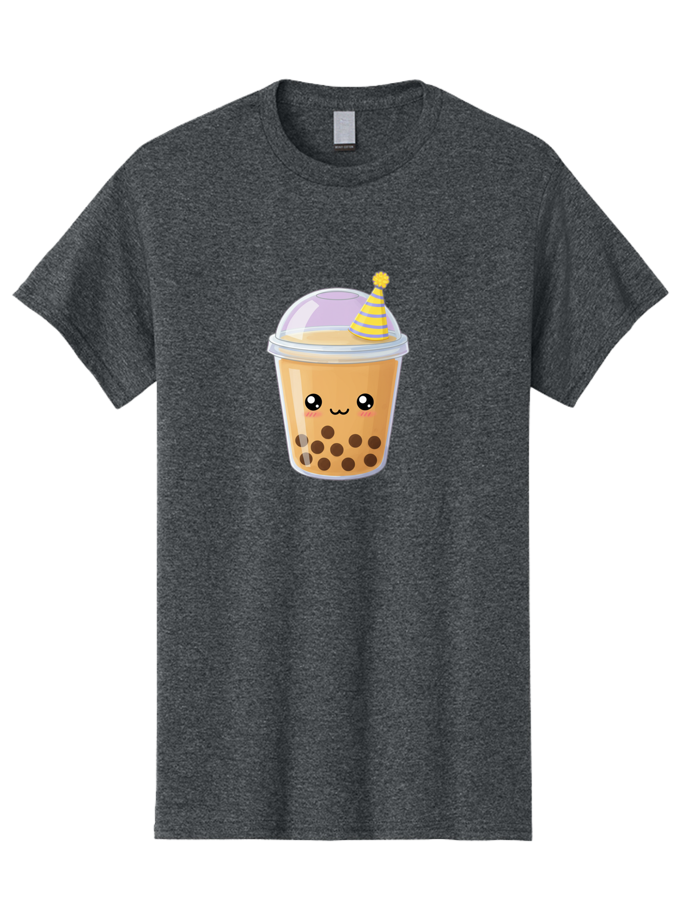 Boba-Tea-6 Men'S Graphic Tee, 100% Cotton, Comfortable Casual Summer Wear, Machine Washable, Bubble Tea, Boba Drink, Cartoon Character, Party Hat, Smiling Face, Tea Bubbles, Festive Drink, Cute Illustration, Kawaii Culture Bac664