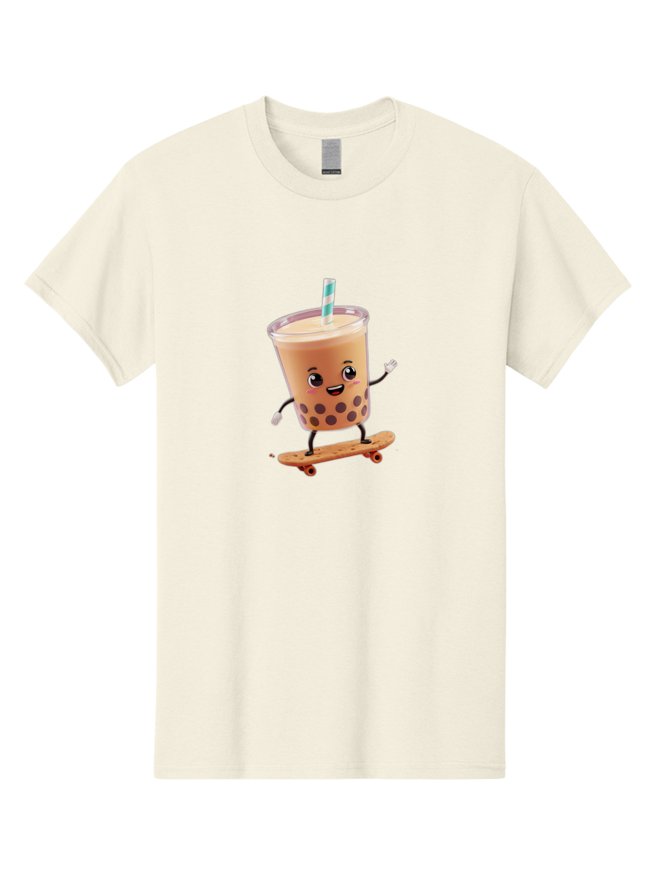 Boba-Tea-7 Men'S Graphic Tee, 100% Cotton, Comfortable Casual Summer Wear, Machine Washable, Boba Tea, Cartoon Character, Skateboarding, Fun Beverage, Playful Drink, Milk Tea, Tapioca Pearls, Smiling Face, Straw, Action Pose, Bac665