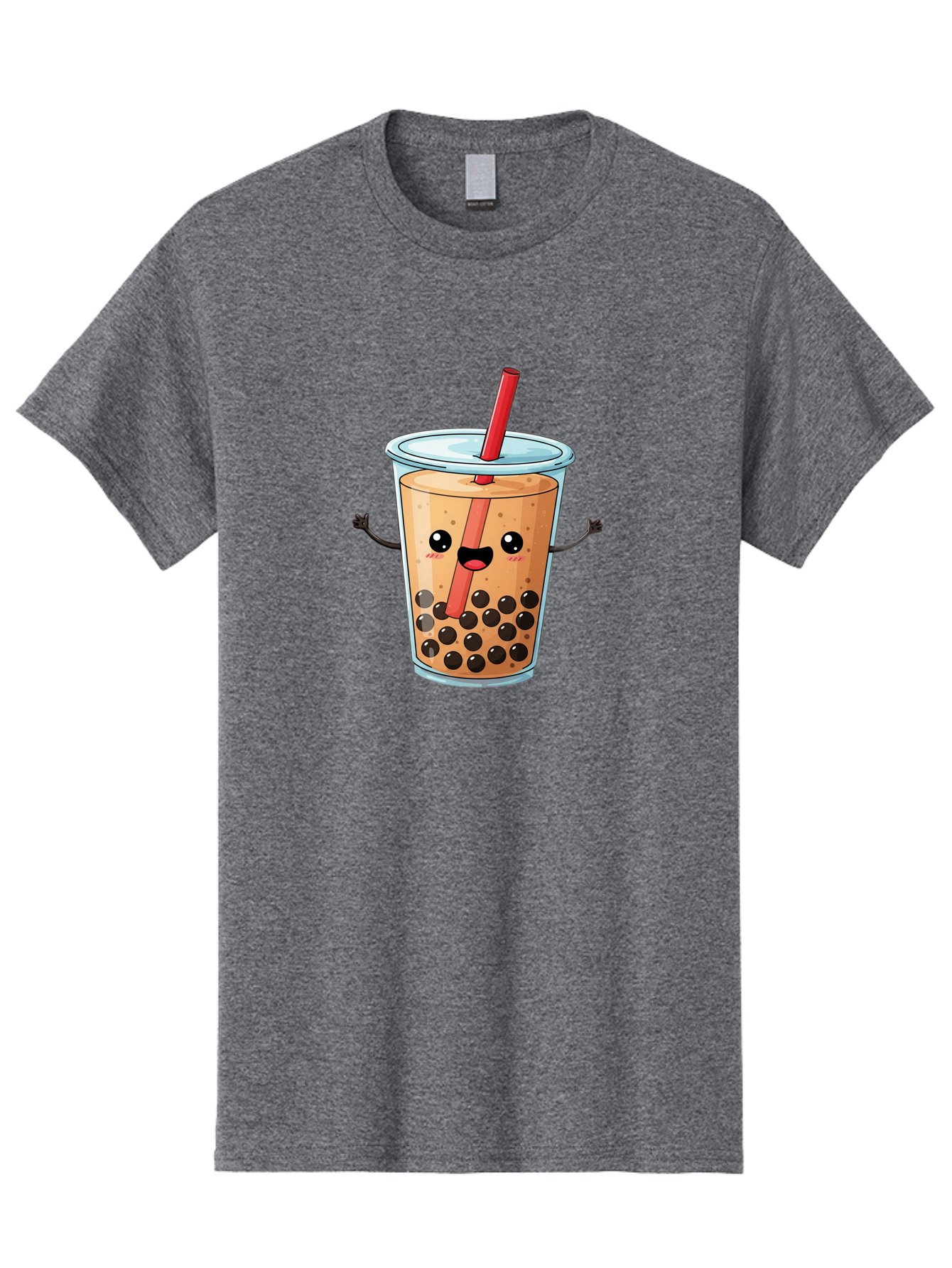 Boba-Tea-Cartoon Men'S Graphic Tee, 100% Cotton, Comfortable Casual Summer Wear, Machine Washable, Cartoon Bubble Tea, Boba Drink, Milk Tea With Straw, Cute Beverage, Fun Character, Kawaii Culture, Asian Drink, Trendy Refreshment, Bac668
