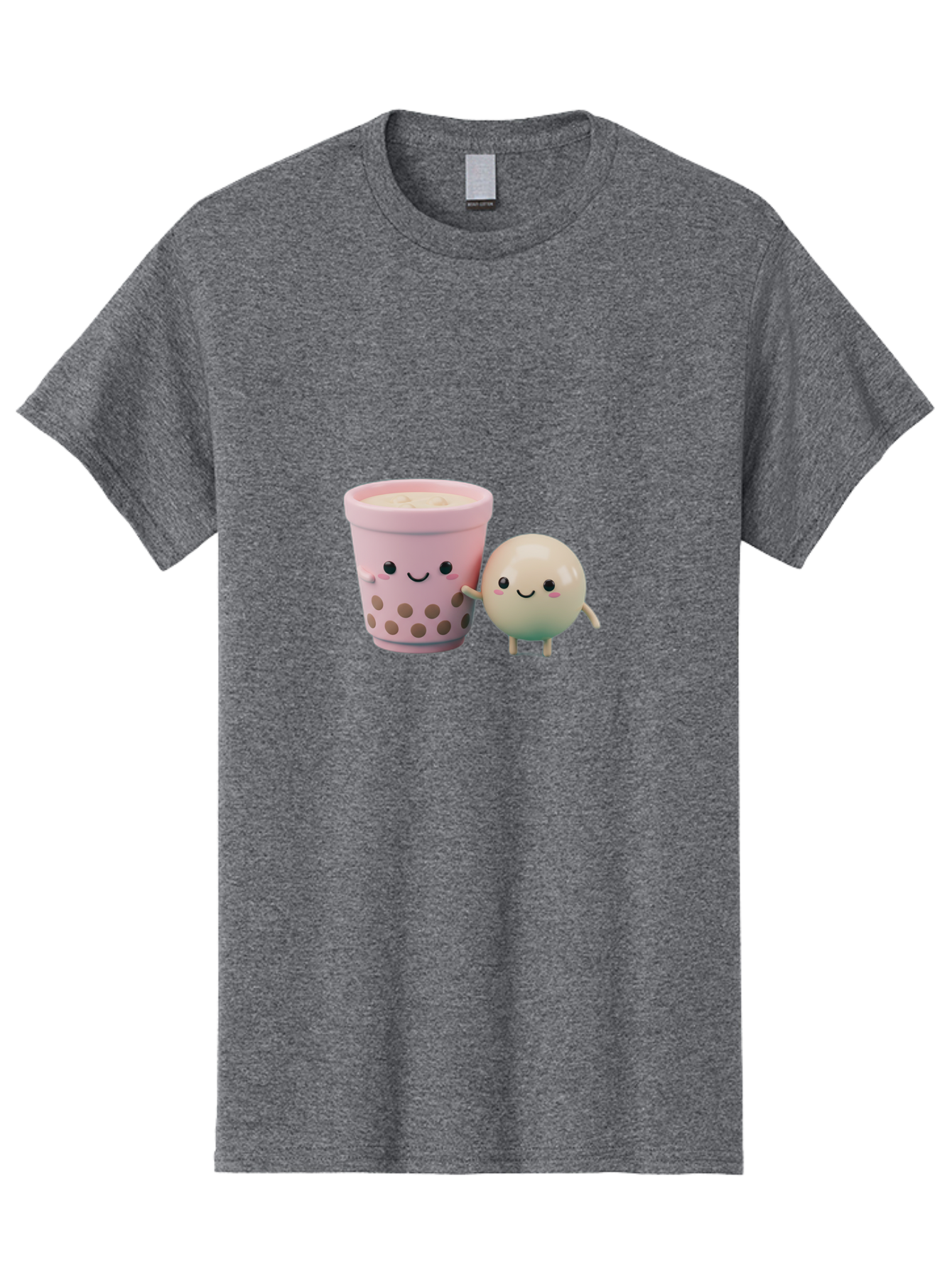 Boba-Tea-Friends Men'S Graphic Tee, 100% Cotton, Comfortable Casual Summer Wear, Machine Washable, Boba Tea, Milk Tea, Bubble Tea, Cute Cartoon Characters, Kawaii Culture, Japanese Pop Culture, Adorable Smile, Happy Face, Smiling Boba, Bac670