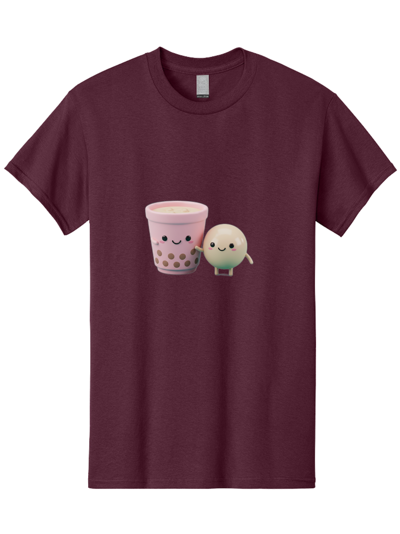 Boba-Tea-Friends Men'S Graphic Tee, 100% Cotton, Comfortable Casual Summer Wear, Machine Washable, Boba Tea, Milk Tea, Bubble Tea, Cute Cartoon Characters, Kawaii Culture, Japanese Pop Culture, Adorable Smile, Happy Face, Smiling Boba, Bac670