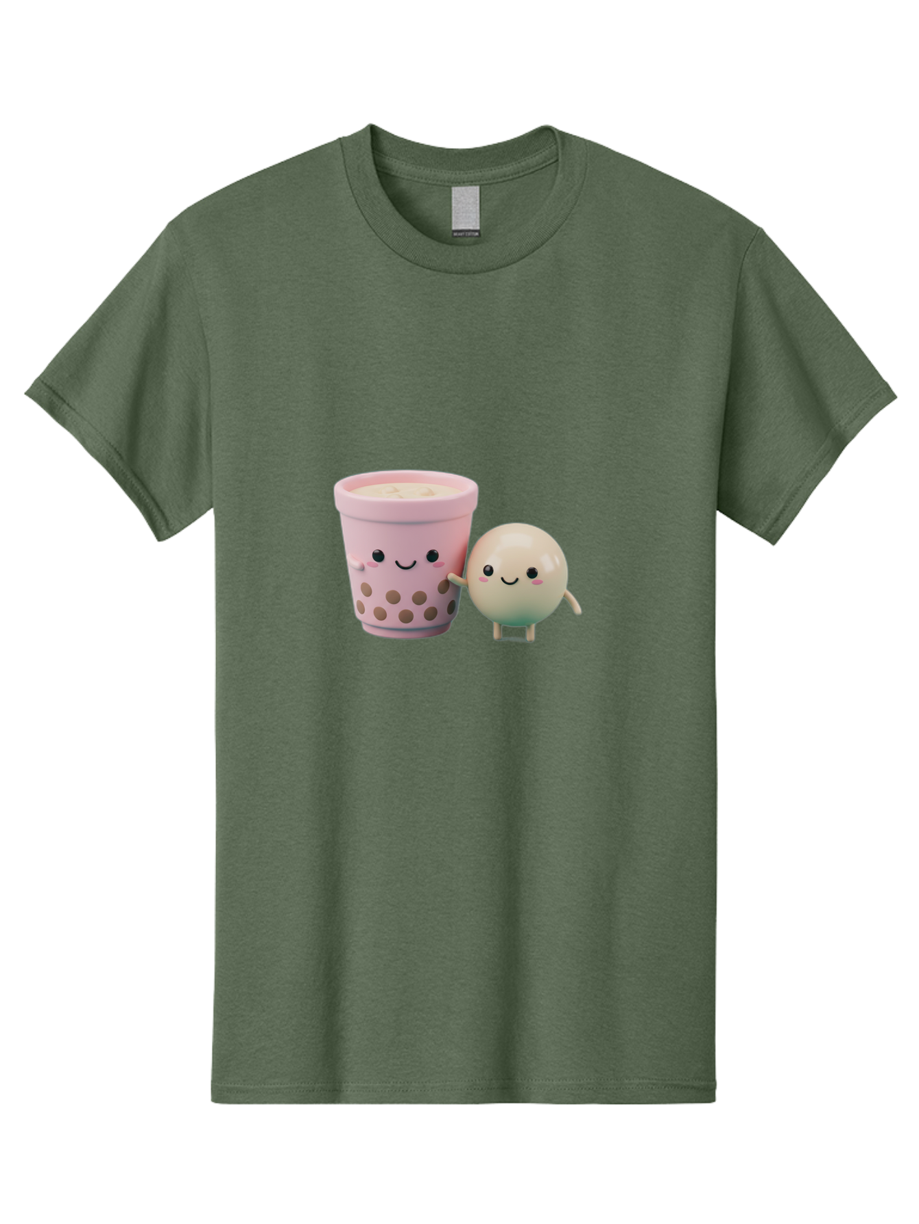 Boba-Tea-Friends Men'S Graphic Tee, 100% Cotton, Comfortable Casual Summer Wear, Machine Washable, Boba Tea, Milk Tea, Bubble Tea, Cute Cartoon Characters, Kawaii Culture, Japanese Pop Culture, Adorable Smile, Happy Face, Smiling Boba, Bac670