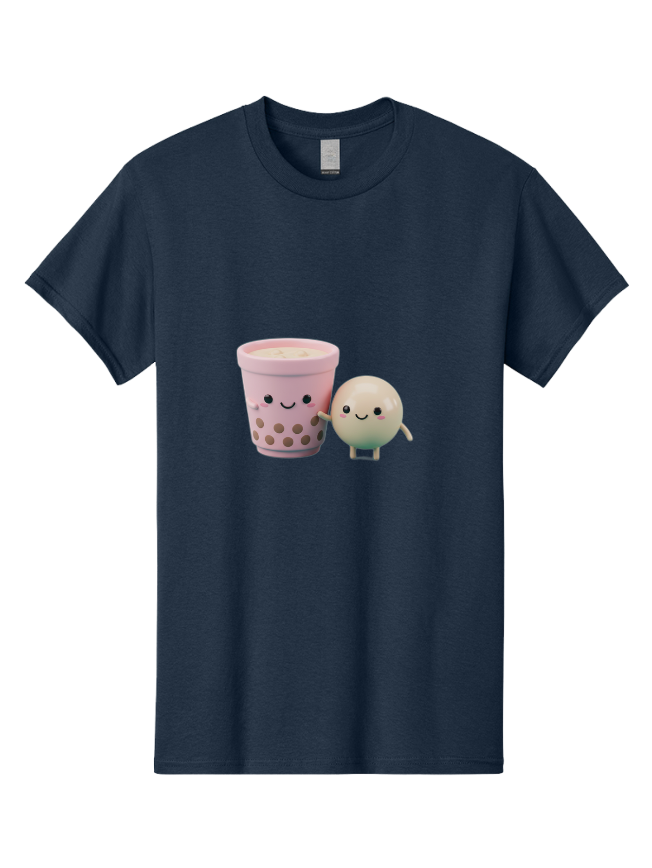 Boba-Tea-Friends Men'S Graphic Tee, 100% Cotton, Comfortable Casual Summer Wear, Machine Washable, Boba Tea, Milk Tea, Bubble Tea, Cute Cartoon Characters, Kawaii Culture, Japanese Pop Culture, Adorable Smile, Happy Face, Smiling Boba, Bac670