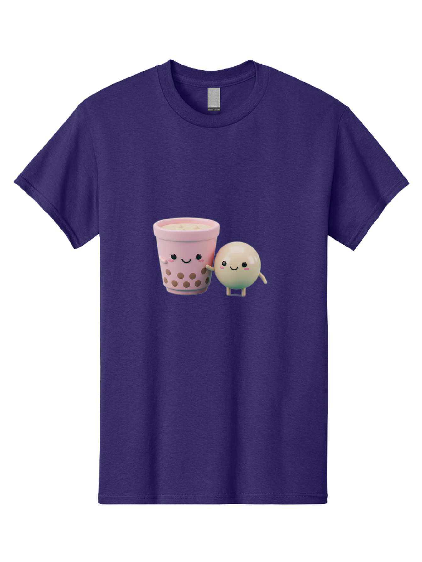 Boba-Tea-Friends Men'S Graphic Tee, 100% Cotton, Comfortable Casual Summer Wear, Machine Washable, Boba Tea, Milk Tea, Bubble Tea, Cute Cartoon Characters, Kawaii Culture, Japanese Pop Culture, Adorable Smile, Happy Face, Smiling Boba, Bac670