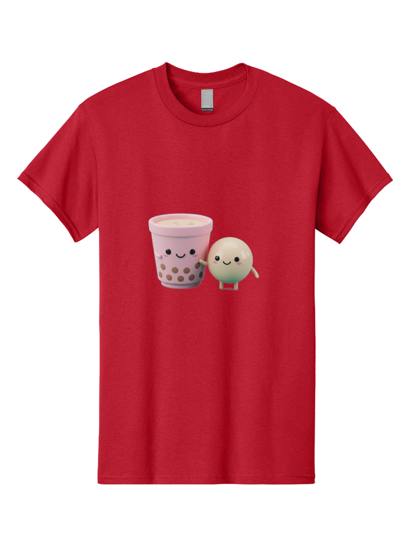 Boba-Tea-Friends Men'S Graphic Tee, 100% Cotton, Comfortable Casual Summer Wear, Machine Washable, Boba Tea, Milk Tea, Bubble Tea, Cute Cartoon Characters, Kawaii Culture, Japanese Pop Culture, Adorable Smile, Happy Face, Smiling Boba, Bac670