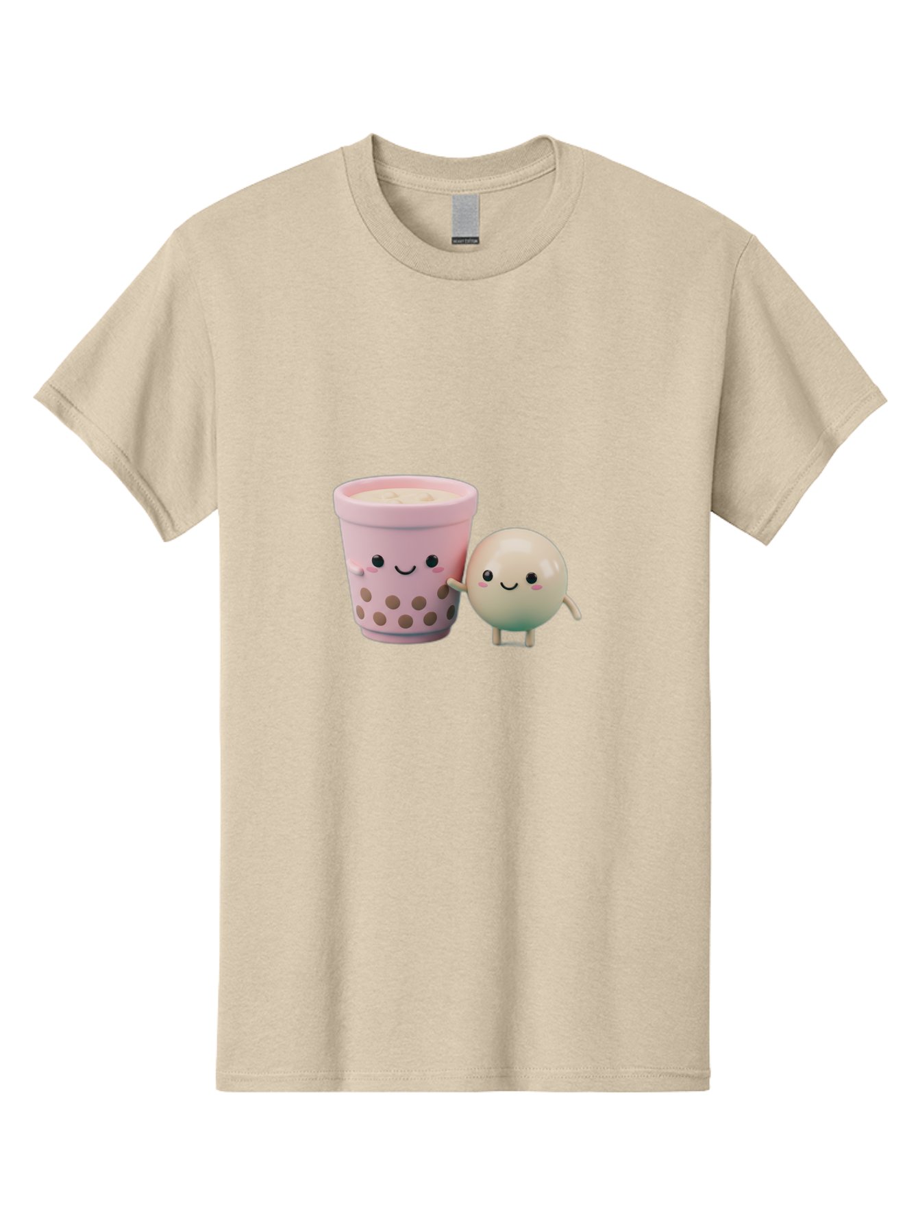Boba-Tea-Friends Men'S Graphic Tee, 100% Cotton, Comfortable Casual Summer Wear, Machine Washable, Boba Tea, Milk Tea, Bubble Tea, Cute Cartoon Characters, Kawaii Culture, Japanese Pop Culture, Adorable Smile, Happy Face, Smiling Boba, Bac670