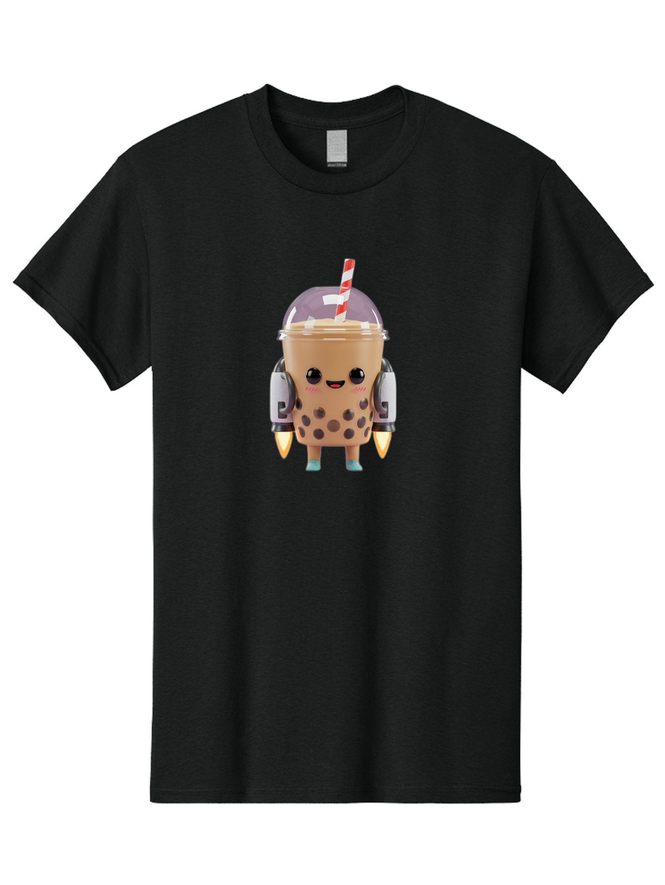 Boba-Tea-Robot Men'S Graphic Tee, 100% Cotton, Comfortable Casual Summer Wear, Machine Washable, Boba Tea, Robot Character, Cute Design, Anthropomorphic Drink, Straw, Robotic Arms, Bubble Tea, Kawaii, 3D Illustration Bac672