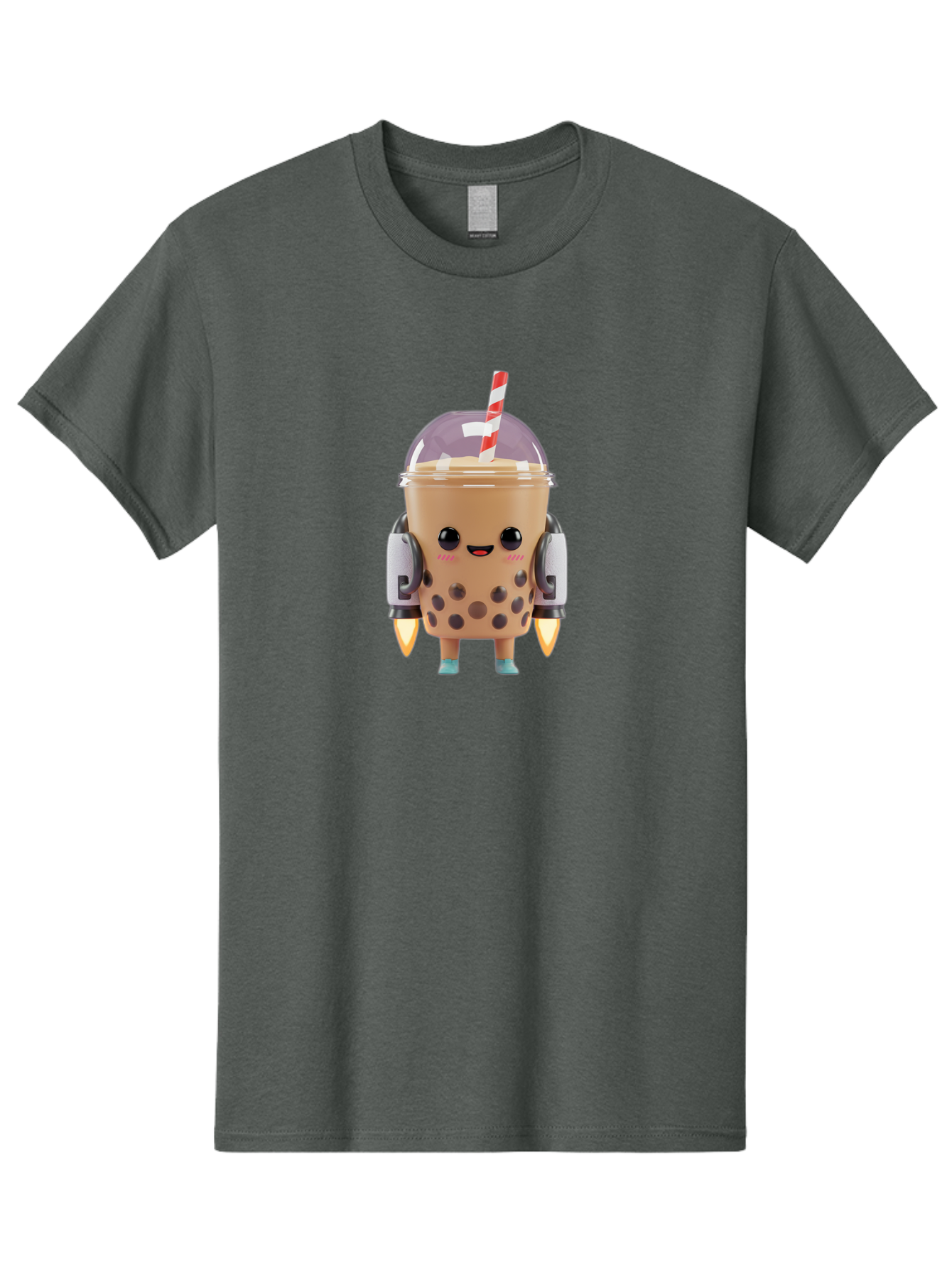 Boba-Tea-Robot Men'S Graphic Tee, 100% Cotton, Comfortable Casual Summer Wear, Machine Washable, Boba Tea, Robot Character, Cute Design, Anthropomorphic Drink, Straw, Robotic Arms, Bubble Tea, Kawaii, 3D Illustration Bac672