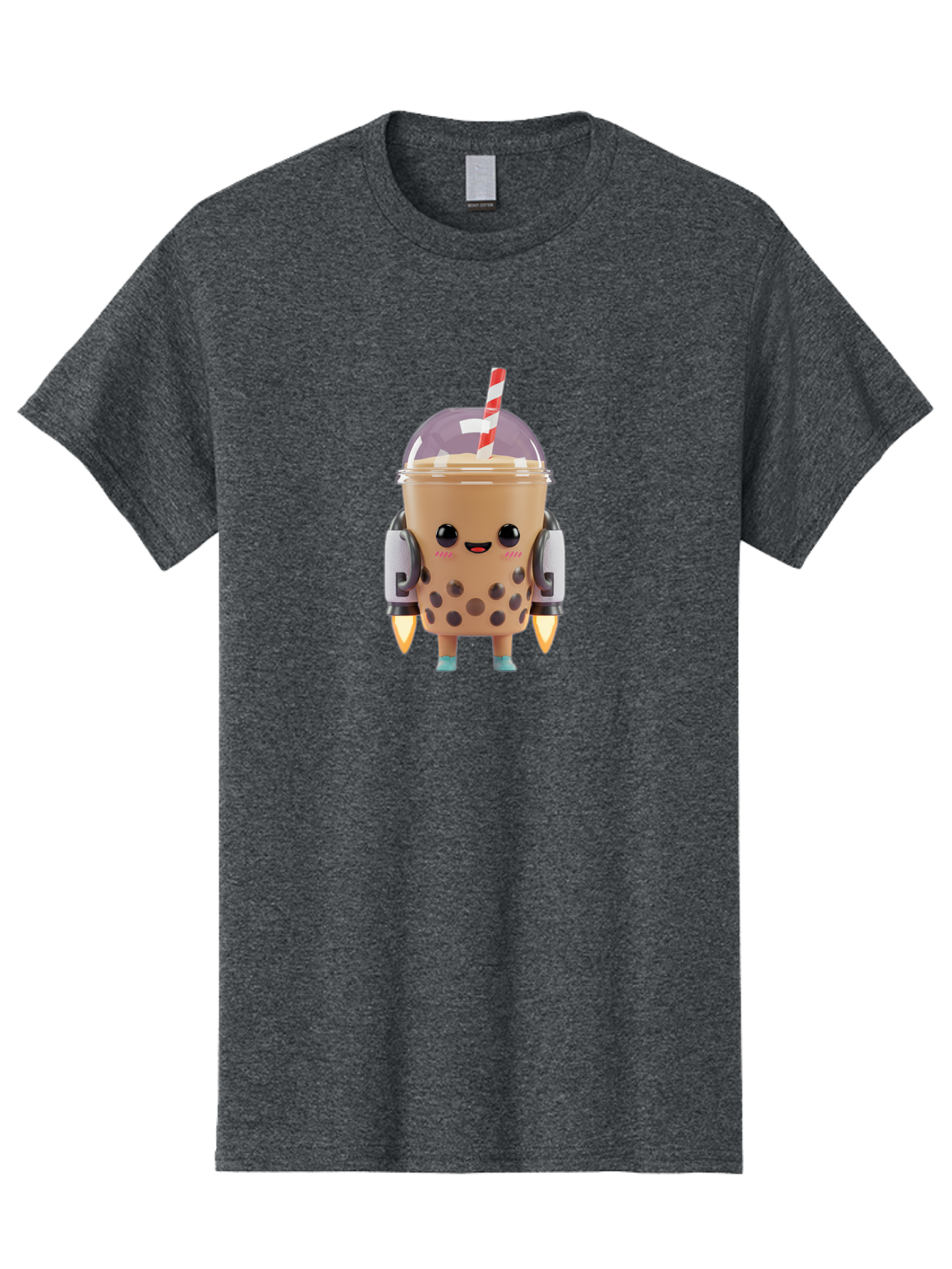 Boba-Tea-Robot Men'S Graphic Tee, 100% Cotton, Comfortable Casual Summer Wear, Machine Washable, Boba Tea, Robot Character, Cute Design, Anthropomorphic Drink, Straw, Robotic Arms, Bubble Tea, Kawaii, 3D Illustration Bac672