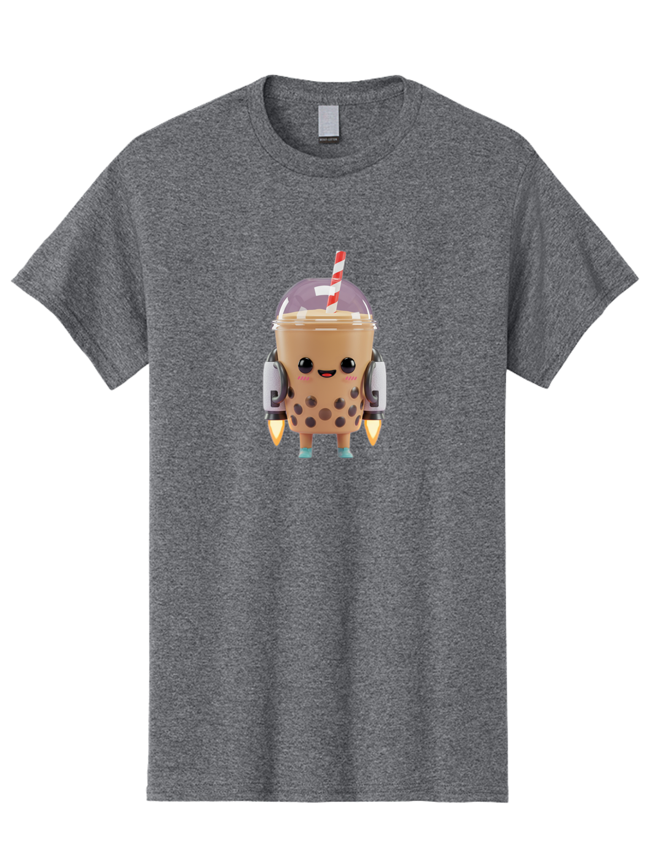 Boba-Tea-Robot Men'S Graphic Tee, 100% Cotton, Comfortable Casual Summer Wear, Machine Washable, Boba Tea, Robot Character, Cute Design, Anthropomorphic Drink, Straw, Robotic Arms, Bubble Tea, Kawaii, 3D Illustration Bac672