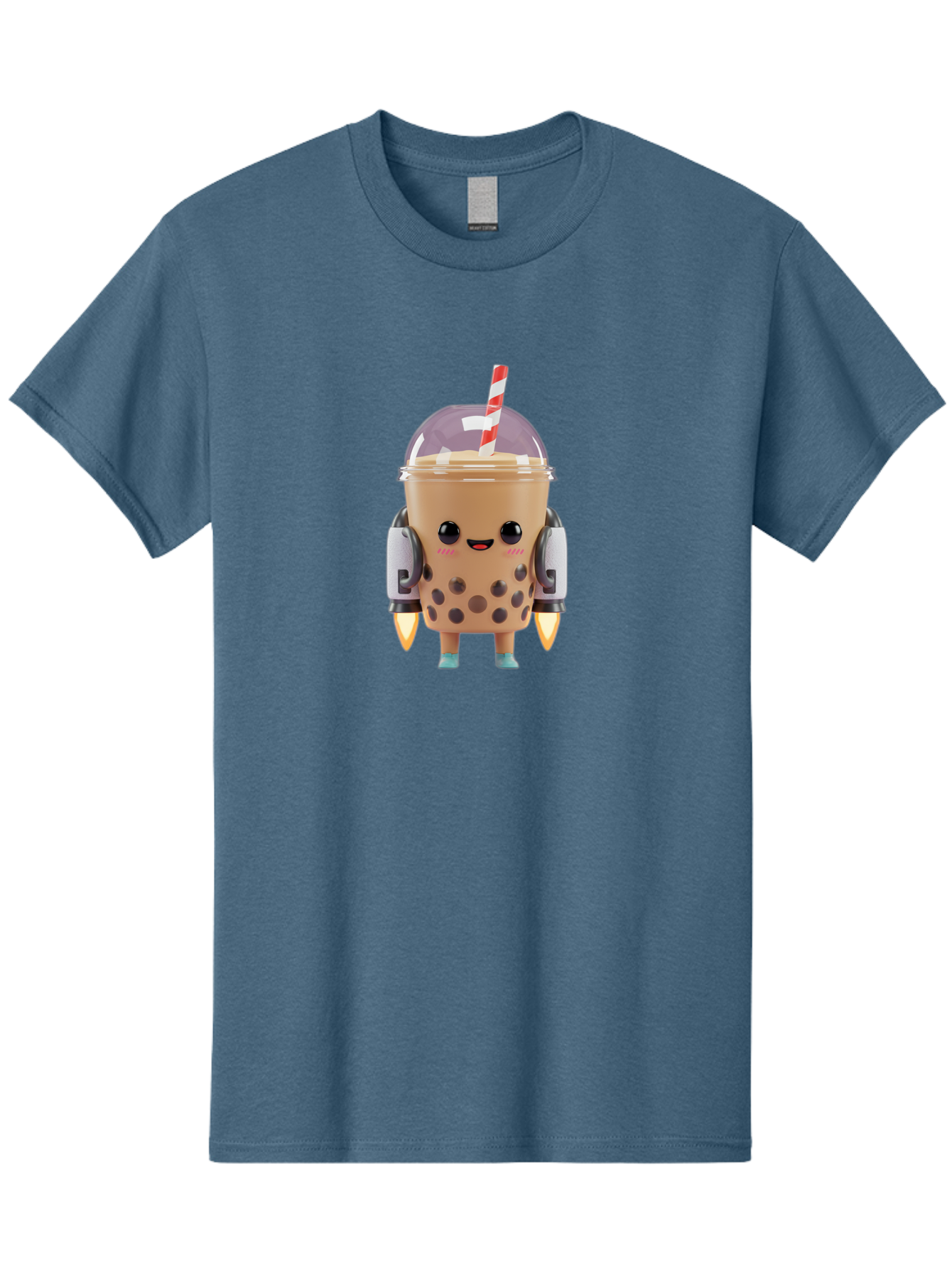 Boba-Tea-Robot Men'S Graphic Tee, 100% Cotton, Comfortable Casual Summer Wear, Machine Washable, Boba Tea, Robot Character, Cute Design, Anthropomorphic Drink, Straw, Robotic Arms, Bubble Tea, Kawaii, 3D Illustration Bac672
