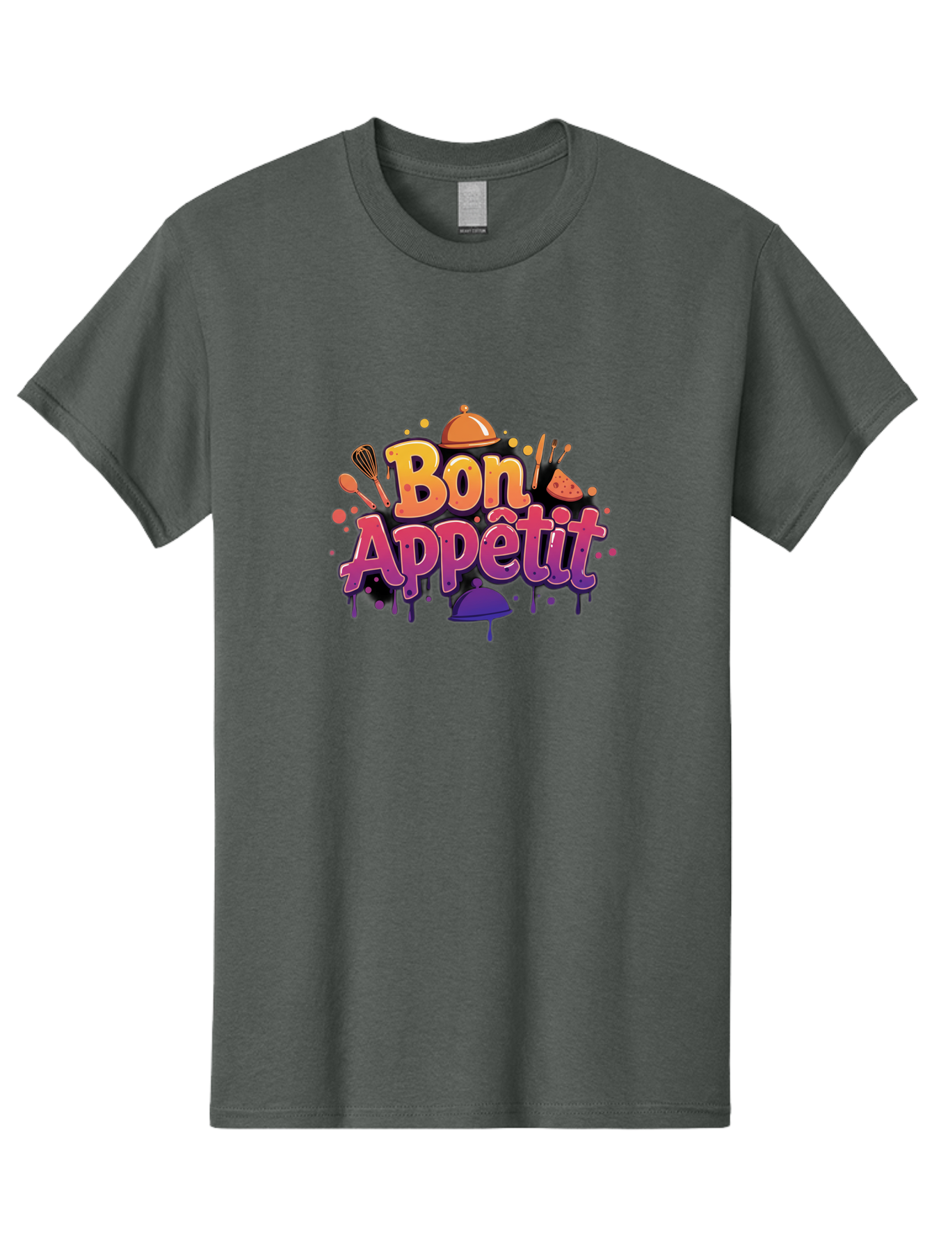 Bon-Appetit Men'S Graphic Tee, 100% Cotton, Comfortable Casual Summer Wear, Machine Washable, Foodie Graphics, Restaurant Logo, Culinary Art, Gourmet Inspiration, Kitchen Utensils, Cooking Theme, Vibrant Typography, Serving Dishes, Bac678