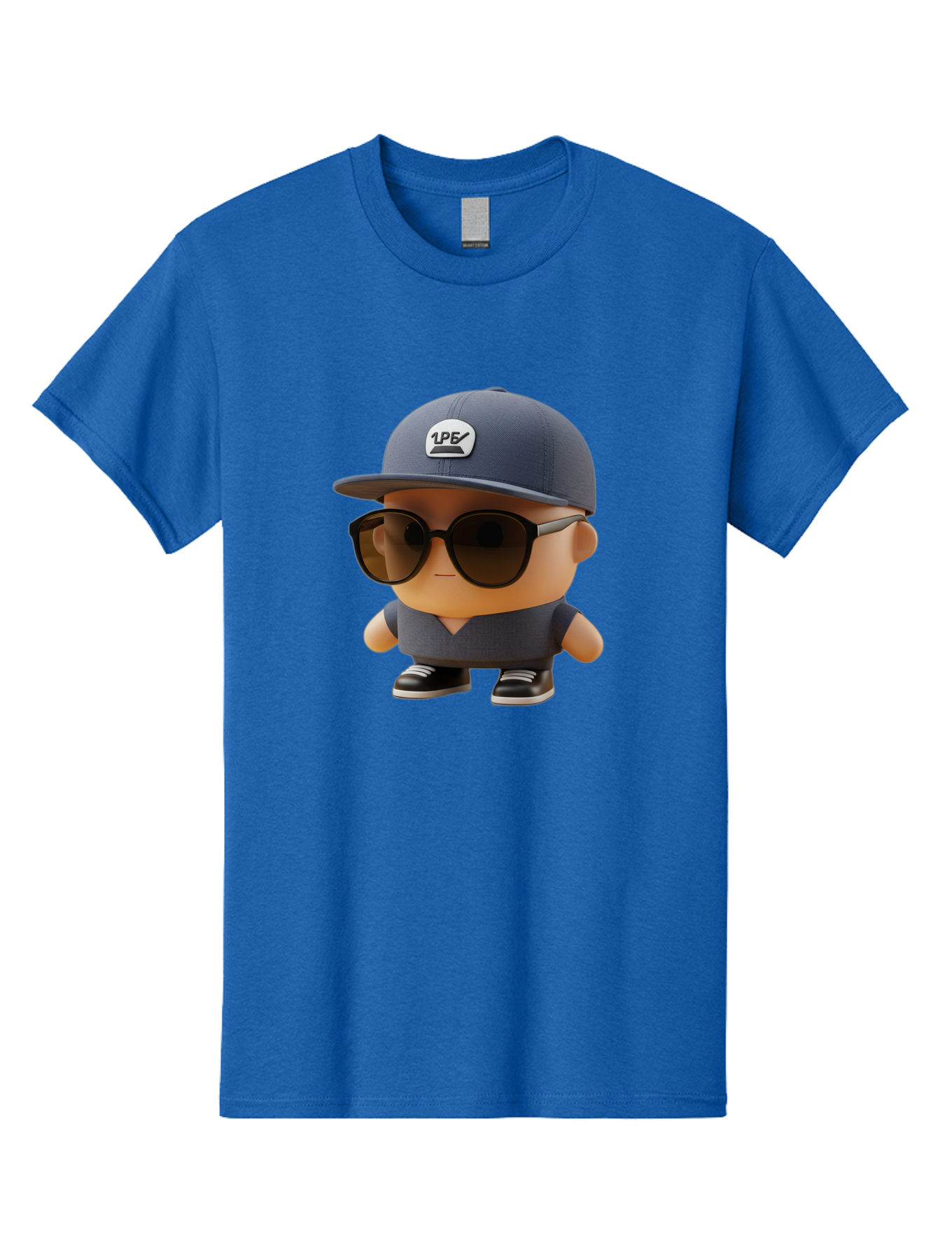 Boy Men'S Graphic Tee, 100% Cotton, Comfortable Casual Summer Wear, Machine Washable, Cartoon Character, Cool Guy, Sunglasses, Casual Wear, Trendy Outfit, 1P5 Logo, Streetwear Style, Modern Fashion, Graphic Design Bac680