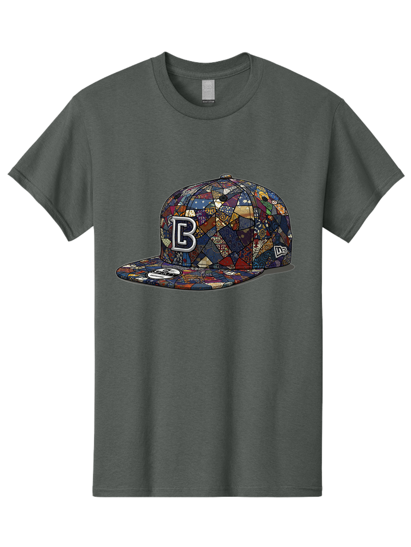 Brooklyn-Baseball-Cap Men'S Graphic Tee, 100% Cotton, Comfortable Casual Summer Wear, Machine Washable, Baseball Cap, Mosaic Pattern, Colorful Design, B Logo, New Era Brand, Sports Apparel, Fashion Accessory, Trendy Hat, Casual Wear, Bac682