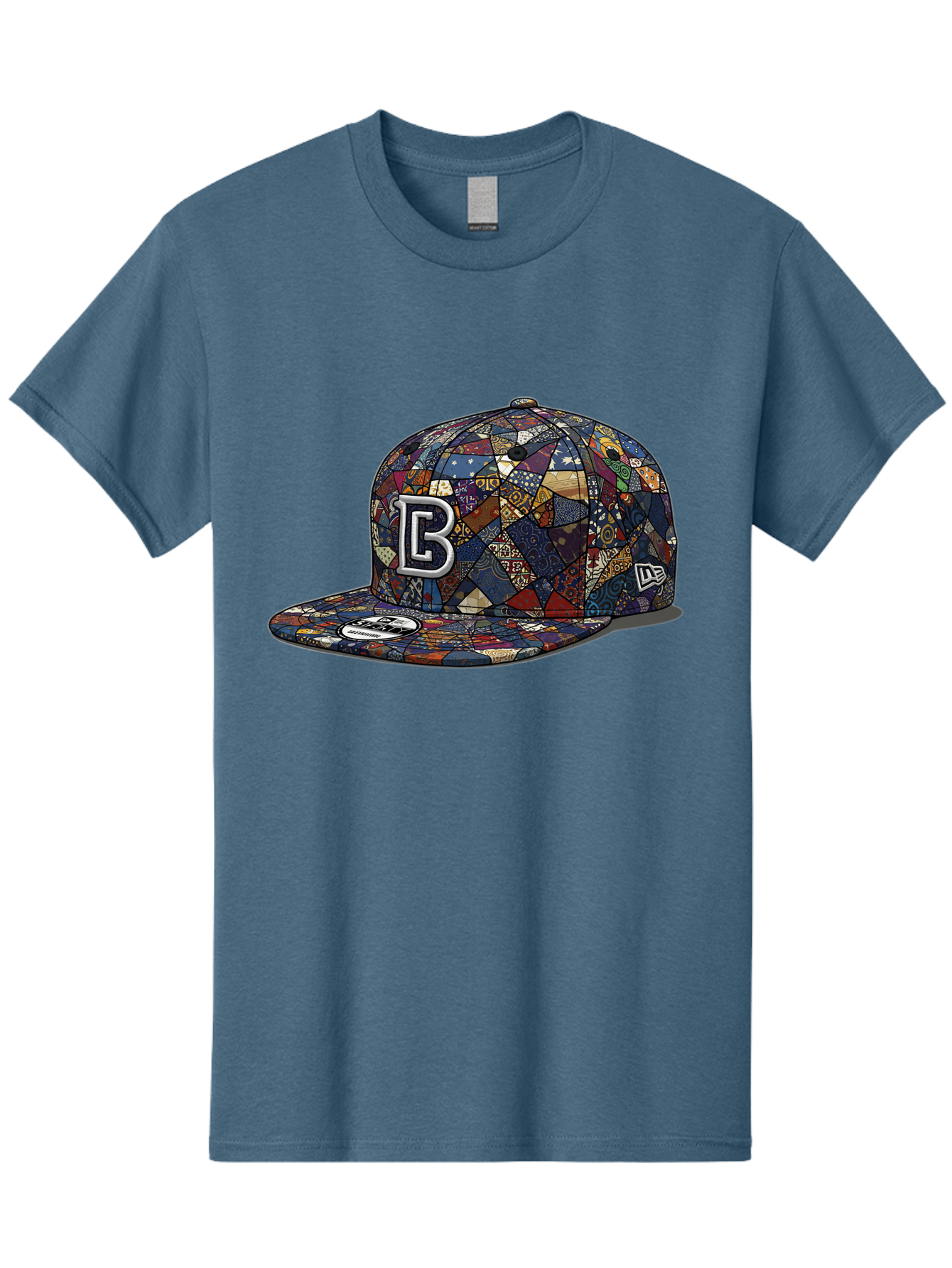 Brooklyn-Baseball-Cap Men'S Graphic Tee, 100% Cotton, Comfortable Casual Summer Wear, Machine Washable, Baseball Cap, Mosaic Pattern, Colorful Design, B Logo, New Era Brand, Sports Apparel, Fashion Accessory, Trendy Hat, Casual Wear, Bac682