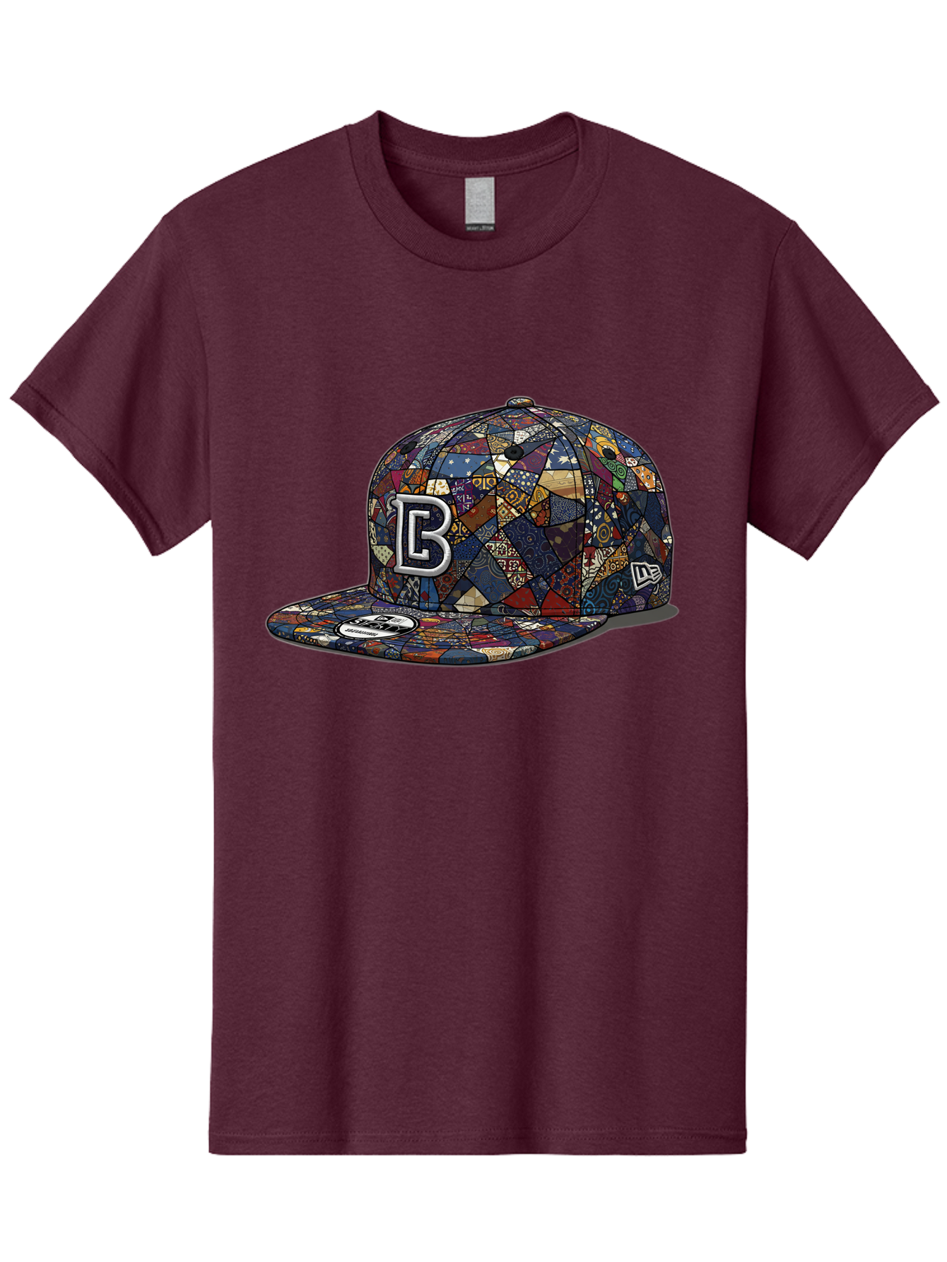 Brooklyn-Baseball-Cap Men'S Graphic Tee, 100% Cotton, Comfortable Casual Summer Wear, Machine Washable, Baseball Cap, Mosaic Pattern, Colorful Design, B Logo, New Era Brand, Sports Apparel, Fashion Accessory, Trendy Hat, Casual Wear, Bac682