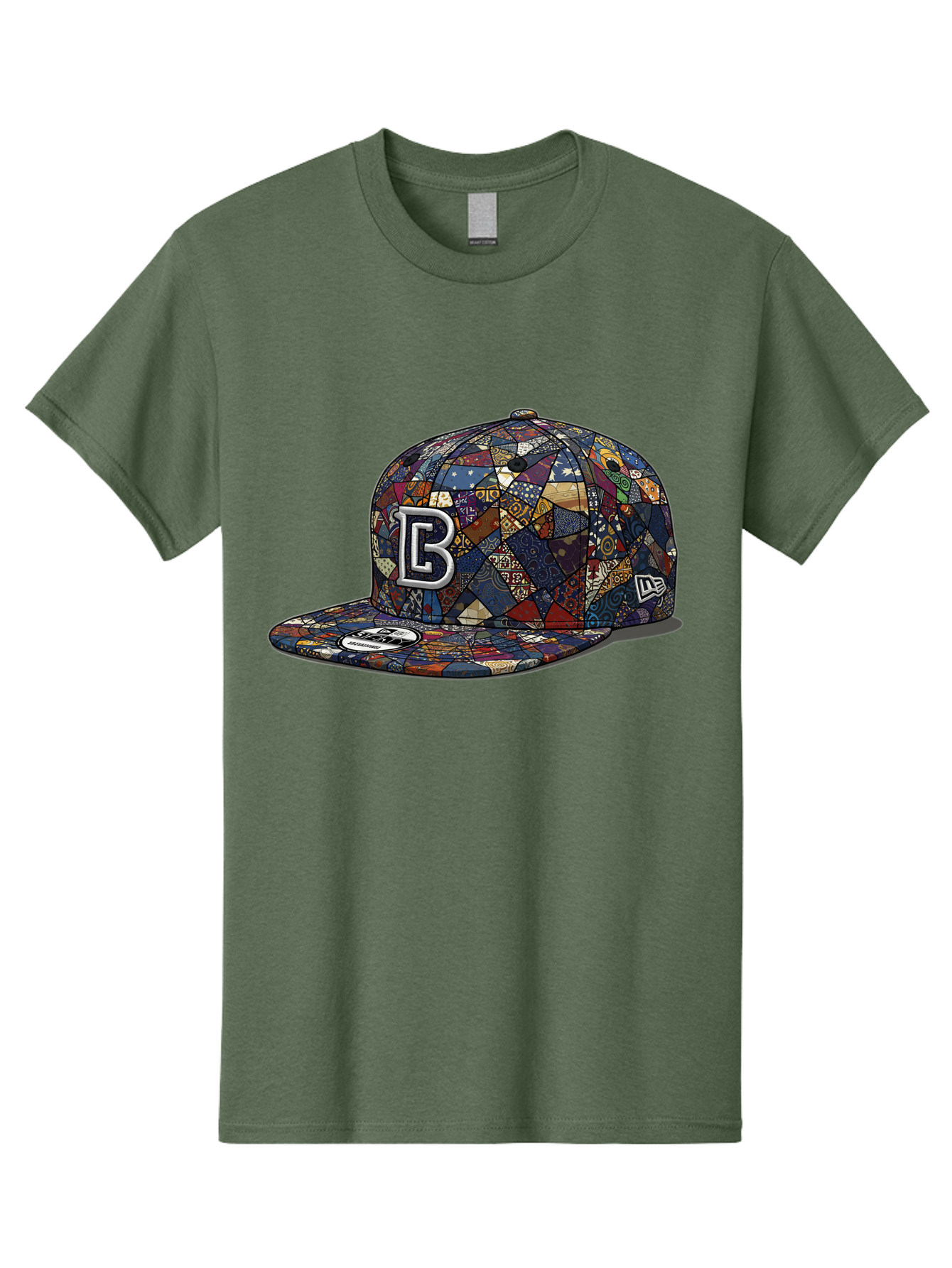 Brooklyn-Baseball-Cap Men'S Graphic Tee, 100% Cotton, Comfortable Casual Summer Wear, Machine Washable, Baseball Cap, Mosaic Pattern, Colorful Design, B Logo, New Era Brand, Sports Apparel, Fashion Accessory, Trendy Hat, Casual Wear, Bac682