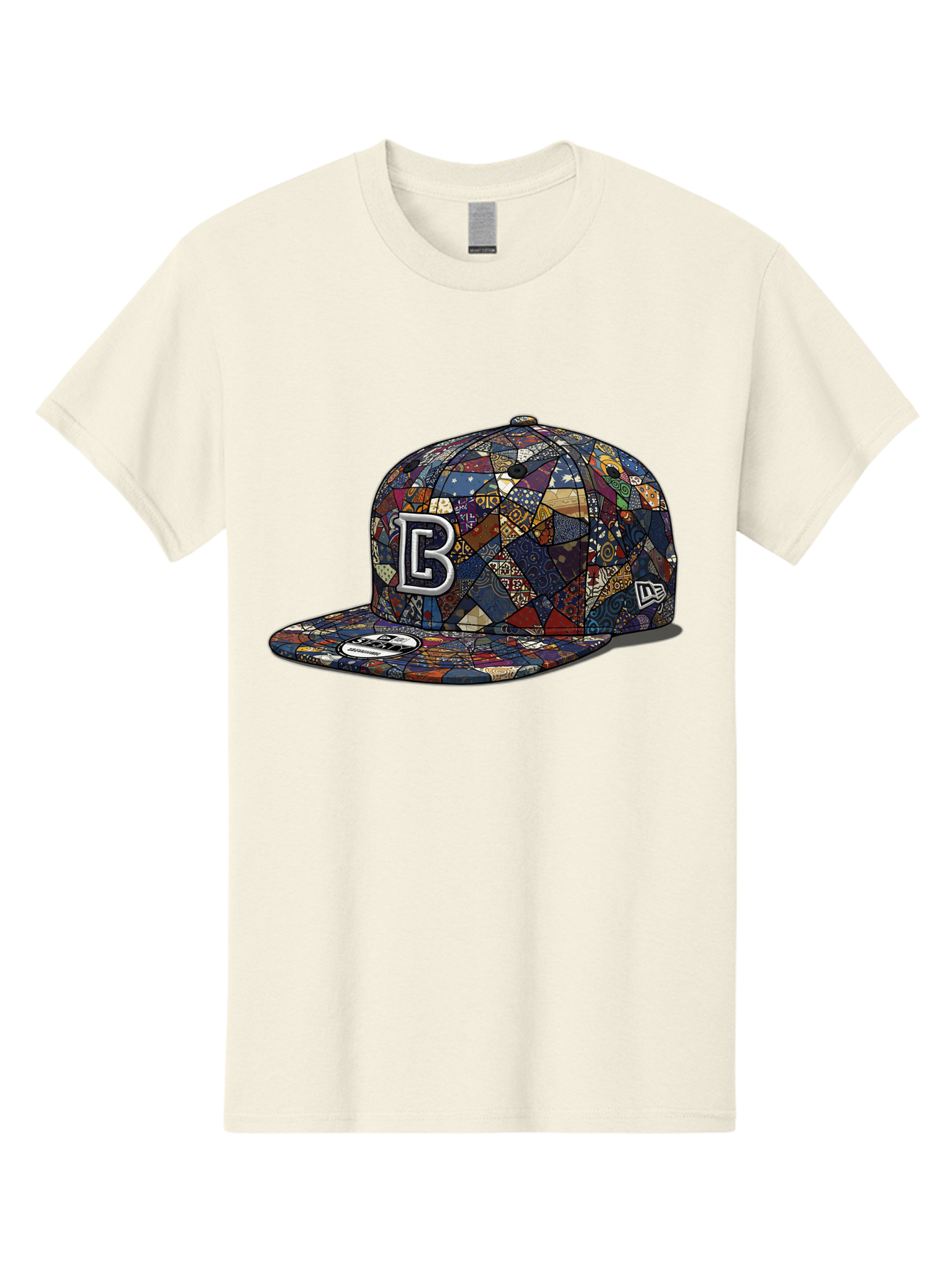 Brooklyn-Baseball-Cap Men'S Graphic Tee, 100% Cotton, Comfortable Casual Summer Wear, Machine Washable, Baseball Cap, Mosaic Pattern, Colorful Design, B Logo, New Era Brand, Sports Apparel, Fashion Accessory, Trendy Hat, Casual Wear, Bac682