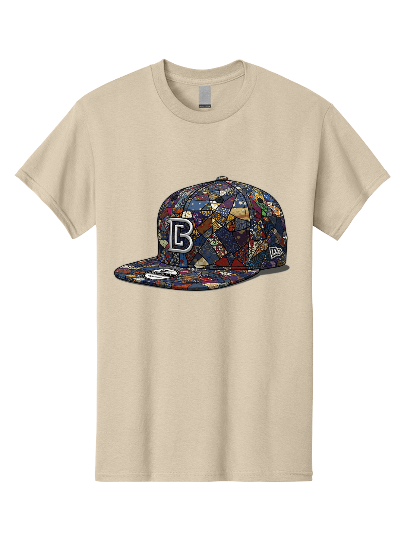 Brooklyn-Baseball-Cap Men'S Graphic Tee, 100% Cotton, Comfortable Casual Summer Wear, Machine Washable, Baseball Cap, Mosaic Pattern, Colorful Design, B Logo, New Era Brand, Sports Apparel, Fashion Accessory, Trendy Hat, Casual Wear, Bac682