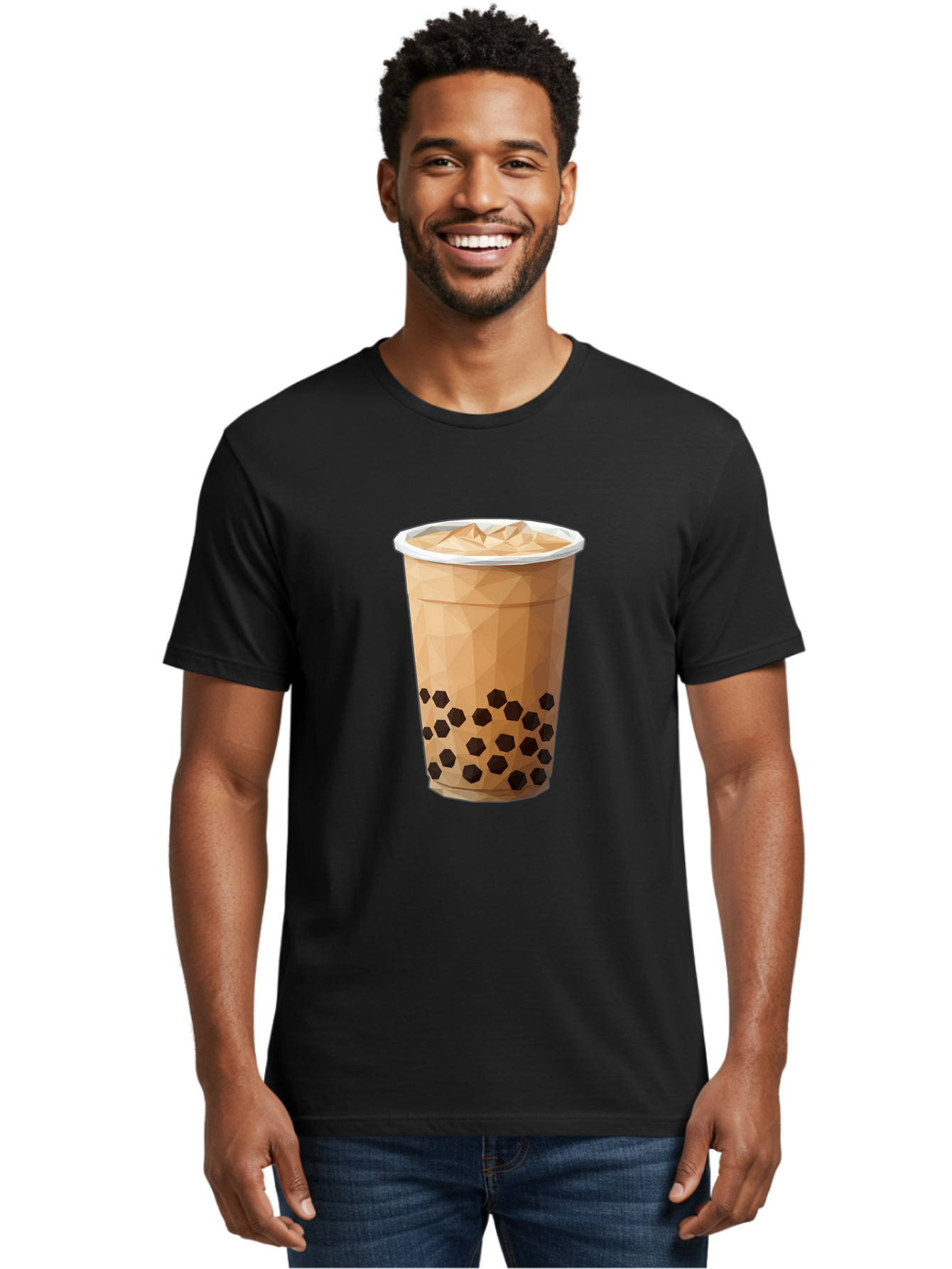 Bubble-Milk-Tea-1 Men'S Graphic Tee, 100% Cotton, Comfortable Casual Summer Wear, Machine Washable, Boba Tea, Milk Tea, Bubble Tea, Drink, Beverage, Iced Tea, Tapioca Pearls, Brown Sugar, Coffee Shop, Cafe Culture, Refreshing Drink, Cold Brew Bac683
