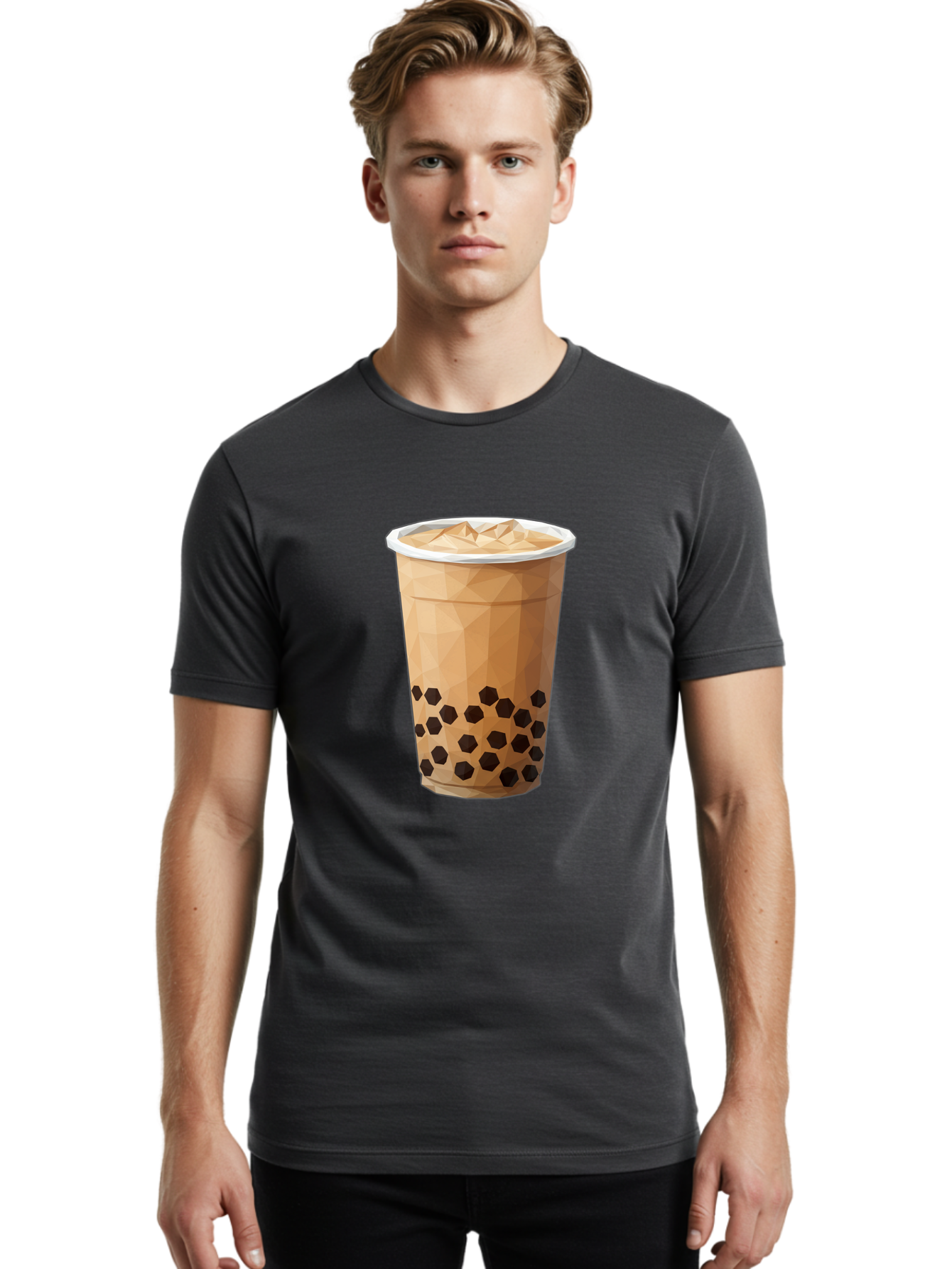 Bubble-Milk-Tea-1 Men'S Graphic Tee, 100% Cotton, Comfortable Casual Summer Wear, Machine Washable, Boba Tea, Milk Tea, Bubble Tea, Drink, Beverage, Iced Tea, Tapioca Pearls, Brown Sugar, Coffee Shop, Cafe Culture, Refreshing Drink, Cold Brew Bac683