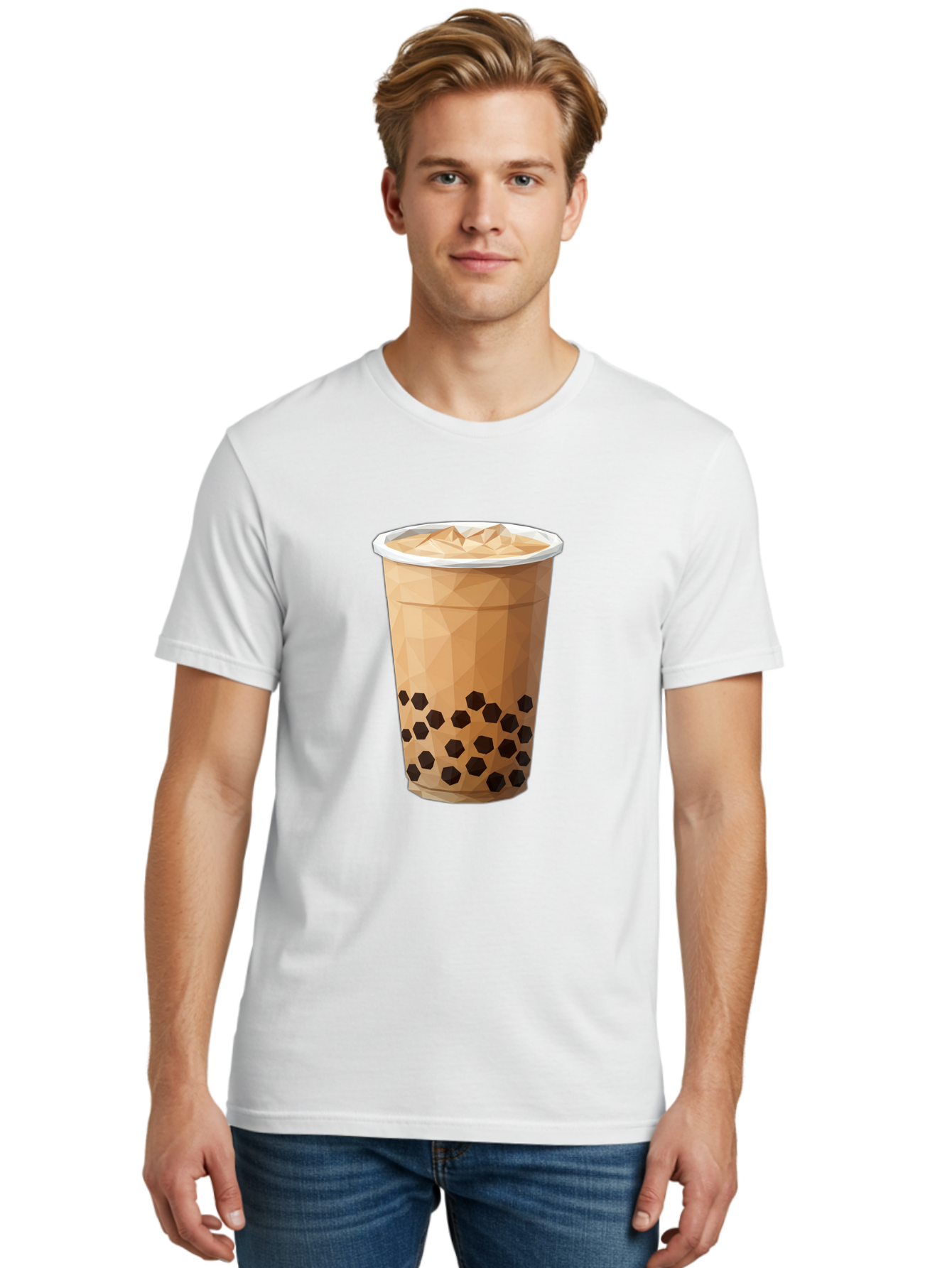 Bubble-Milk-Tea-1 Men'S Graphic Tee, 100% Cotton, Comfortable Casual Summer Wear, Machine Washable, Boba Tea, Milk Tea, Bubble Tea, Drink, Beverage, Iced Tea, Tapioca Pearls, Brown Sugar, Coffee Shop, Cafe Culture, Refreshing Drink, Cold Brew Bac683