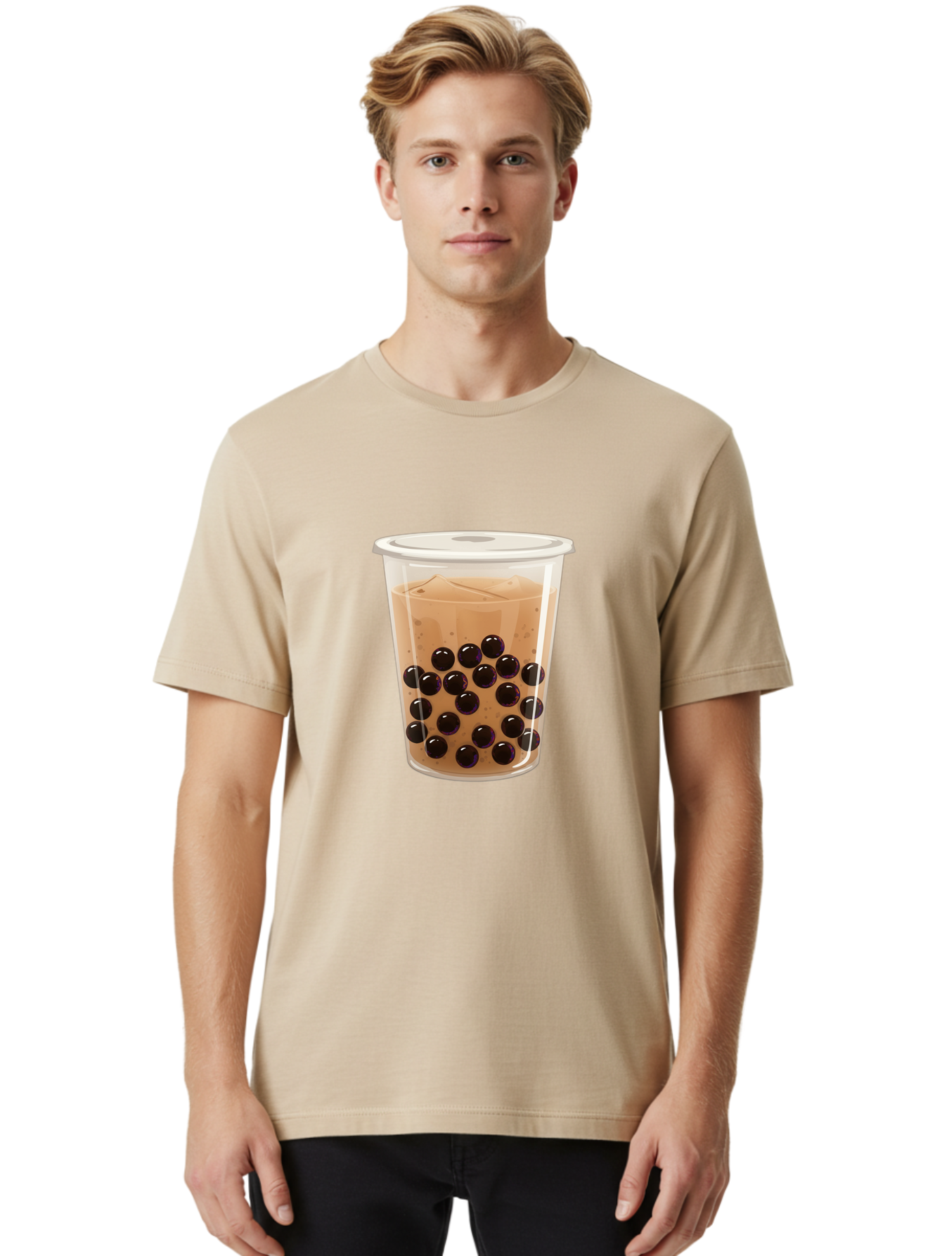 Bubble-Milk-Tea-3 Men'S Graphic Tee, 100% Cotton, Comfortable Casual Summer Wear, Machine Washable, Boba Tea, Bubble Tea, Milk Tea, Tapioca Pearls, Iced Tea, Refreshing Drink, Cold Beverage, Popular Drink, Trendy Beverage, Boba Bac685