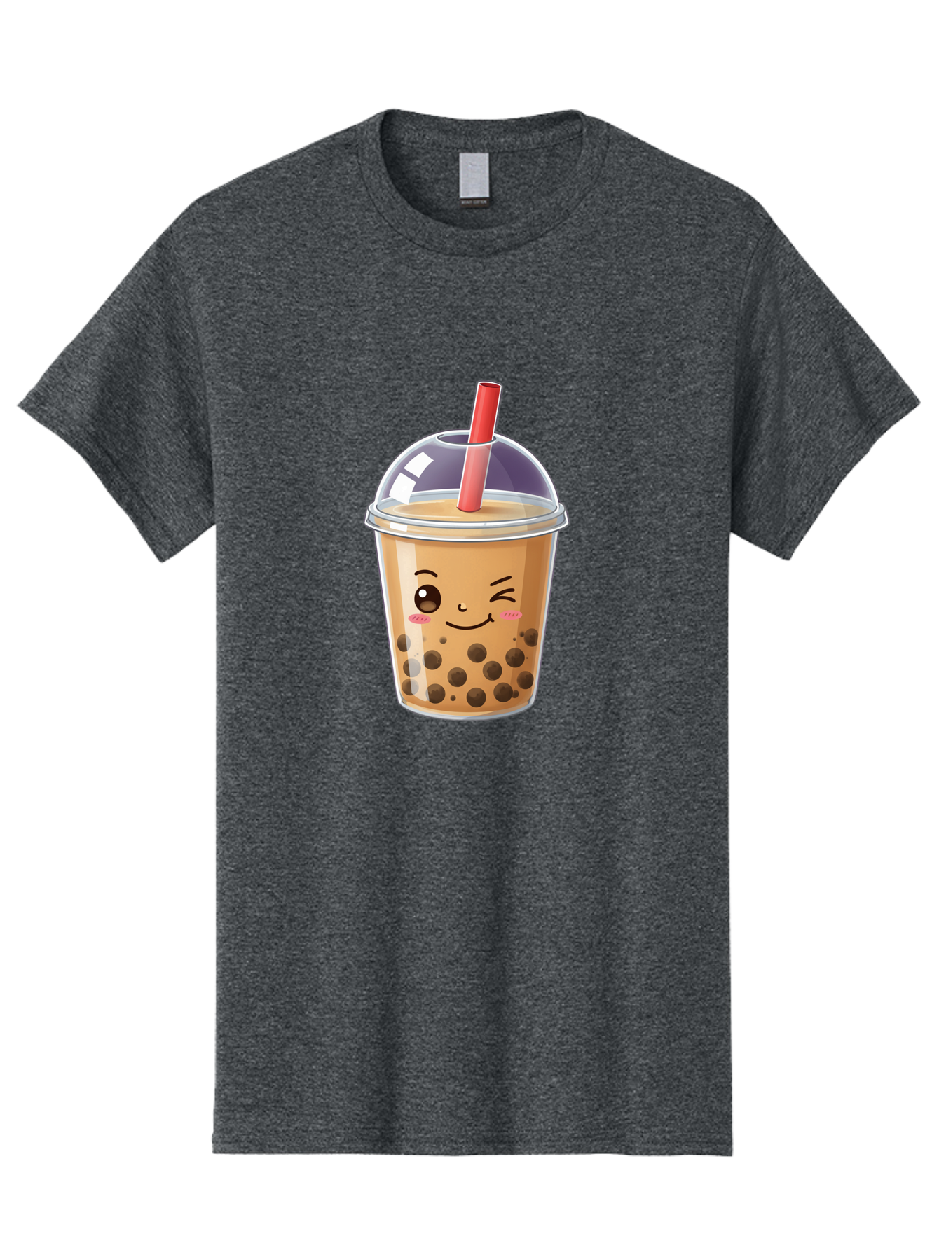 Bubble-Milk-Tea-5 Men'S Graphic Tee, 100% Cotton, Comfortable Casual Summer Wear, Machine Washable, Bubble Tea, Cute Cartoon, Milk Tea, Boba Drink, Kawaii Culture, Sweet Treats, Straw And Lid, Adorable Face, Winking Eyes, Smiling, Bac687