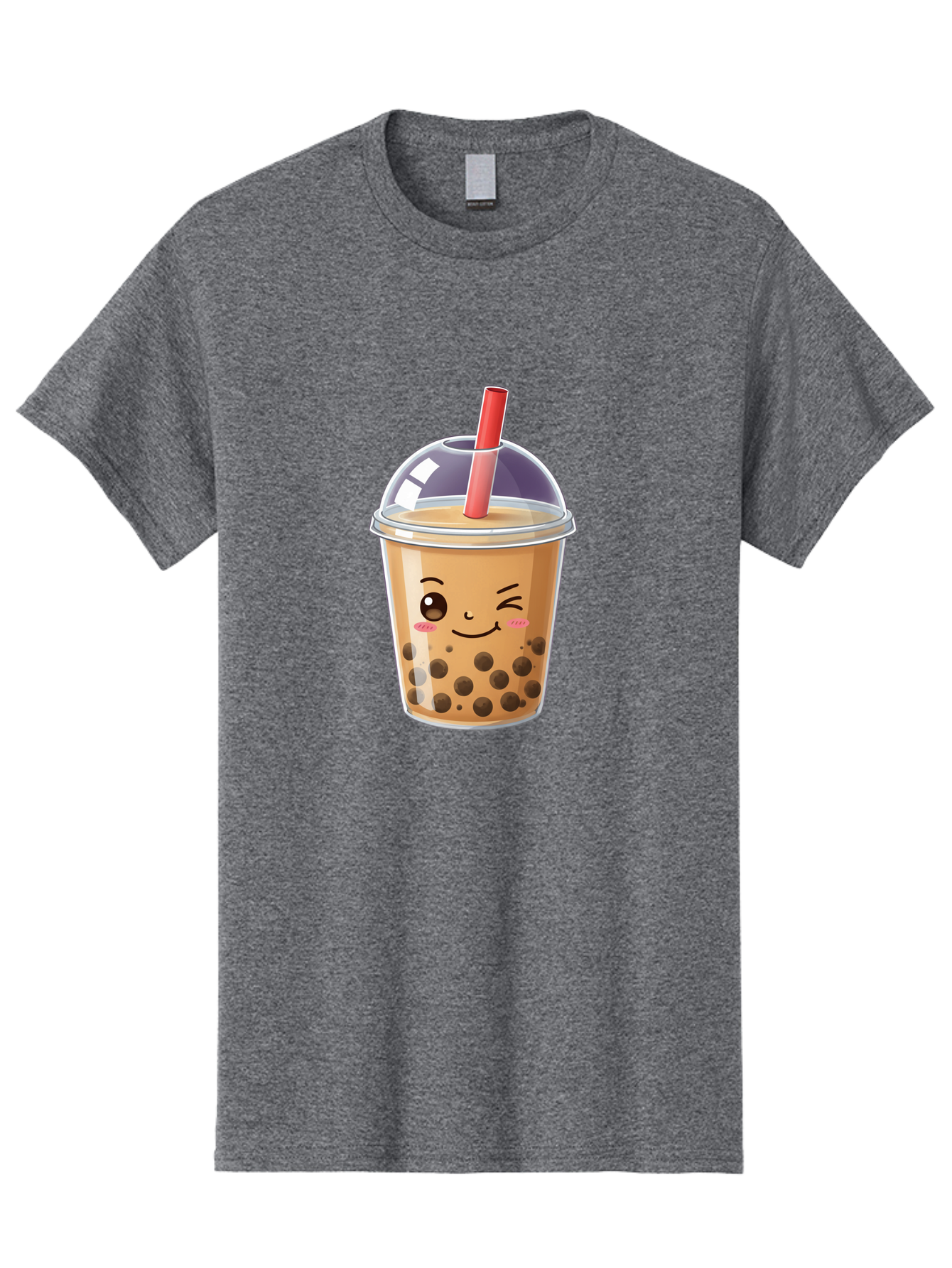 Bubble-Milk-Tea-5 Men'S Graphic Tee, 100% Cotton, Comfortable Casual Summer Wear, Machine Washable, Bubble Tea, Cute Cartoon, Milk Tea, Boba Drink, Kawaii Culture, Sweet Treats, Straw And Lid, Adorable Face, Winking Eyes, Smiling, Bac687