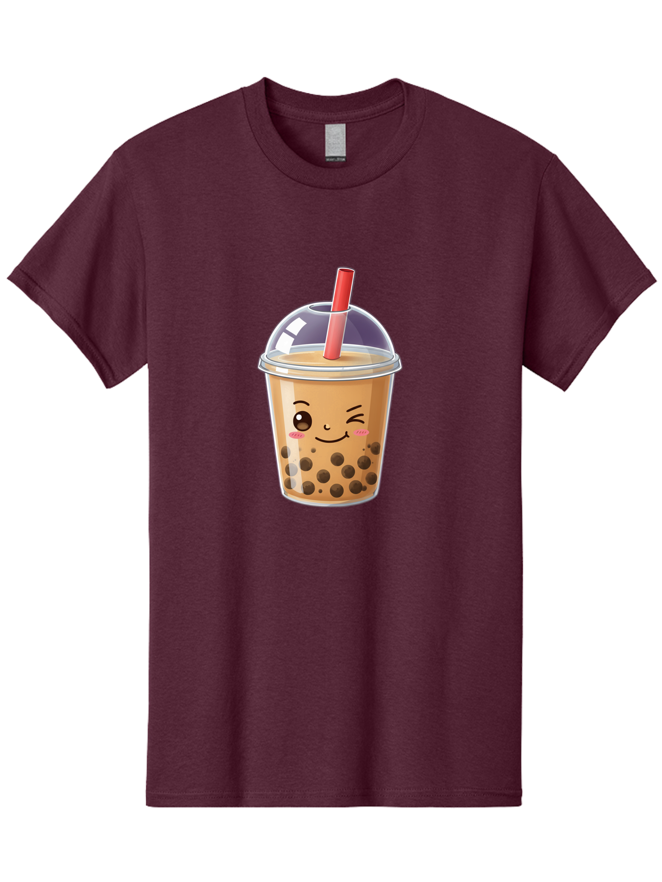 Bubble-Milk-Tea-5 Men'S Graphic Tee, 100% Cotton, Comfortable Casual Summer Wear, Machine Washable, Bubble Tea, Cute Cartoon, Milk Tea, Boba Drink, Kawaii Culture, Sweet Treats, Straw And Lid, Adorable Face, Winking Eyes, Smiling, Bac687