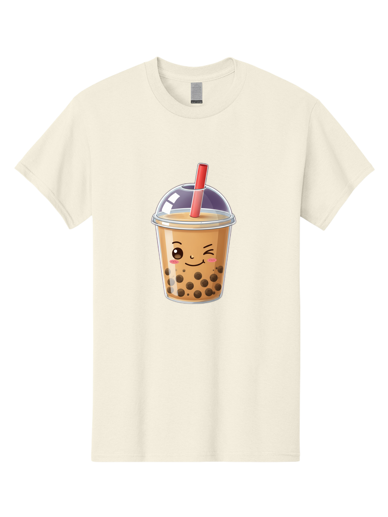 Bubble-Milk-Tea-5 Men'S Graphic Tee, 100% Cotton, Comfortable Casual Summer Wear, Machine Washable, Bubble Tea, Cute Cartoon, Milk Tea, Boba Drink, Kawaii Culture, Sweet Treats, Straw And Lid, Adorable Face, Winking Eyes, Smiling, Bac687