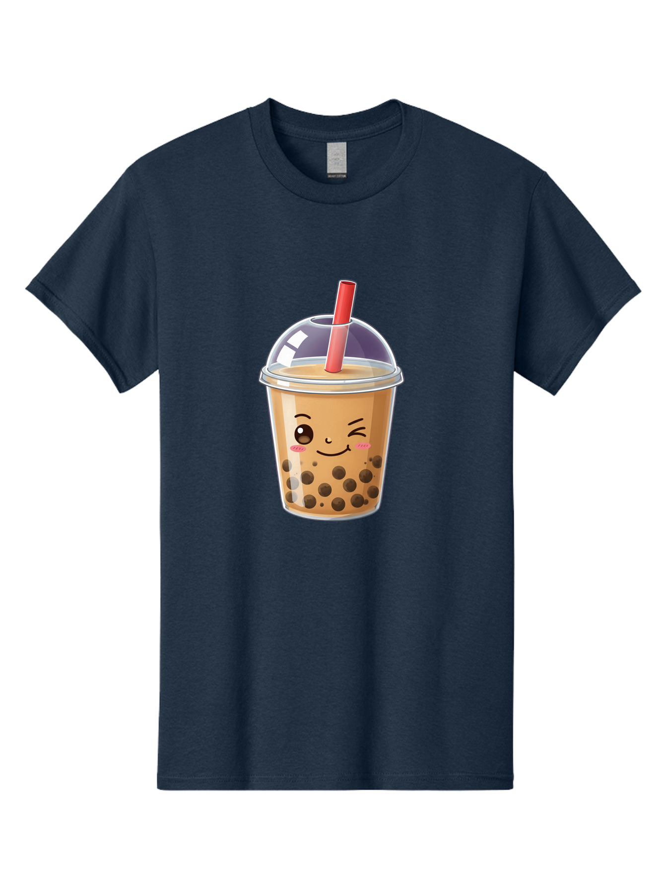 Bubble-Milk-Tea-5 Men'S Graphic Tee, 100% Cotton, Comfortable Casual Summer Wear, Machine Washable, Bubble Tea, Cute Cartoon, Milk Tea, Boba Drink, Kawaii Culture, Sweet Treats, Straw And Lid, Adorable Face, Winking Eyes, Smiling, Bac687