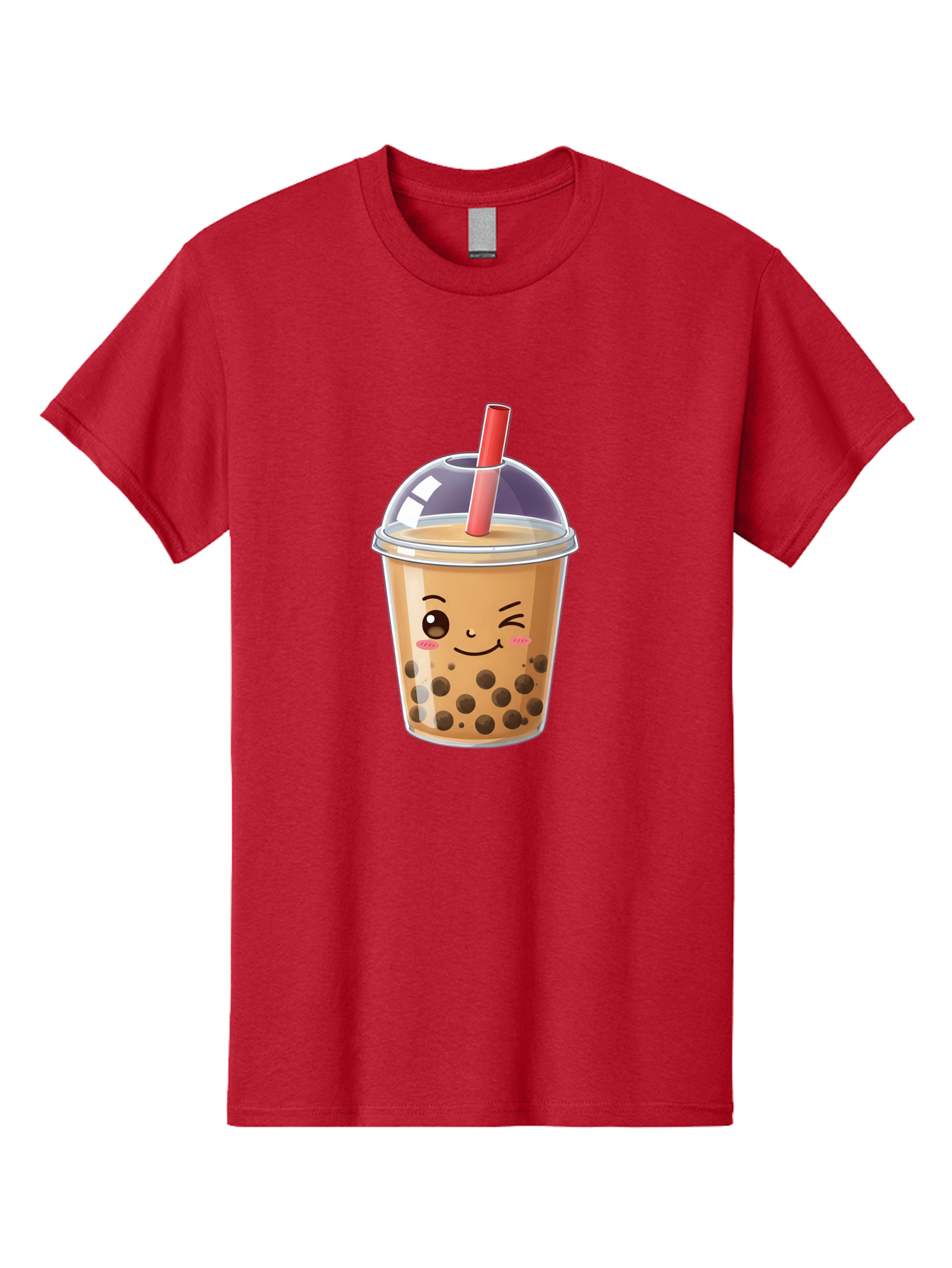 Bubble-Milk-Tea-5 Men'S Graphic Tee, 100% Cotton, Comfortable Casual Summer Wear, Machine Washable, Bubble Tea, Cute Cartoon, Milk Tea, Boba Drink, Kawaii Culture, Sweet Treats, Straw And Lid, Adorable Face, Winking Eyes, Smiling, Bac687