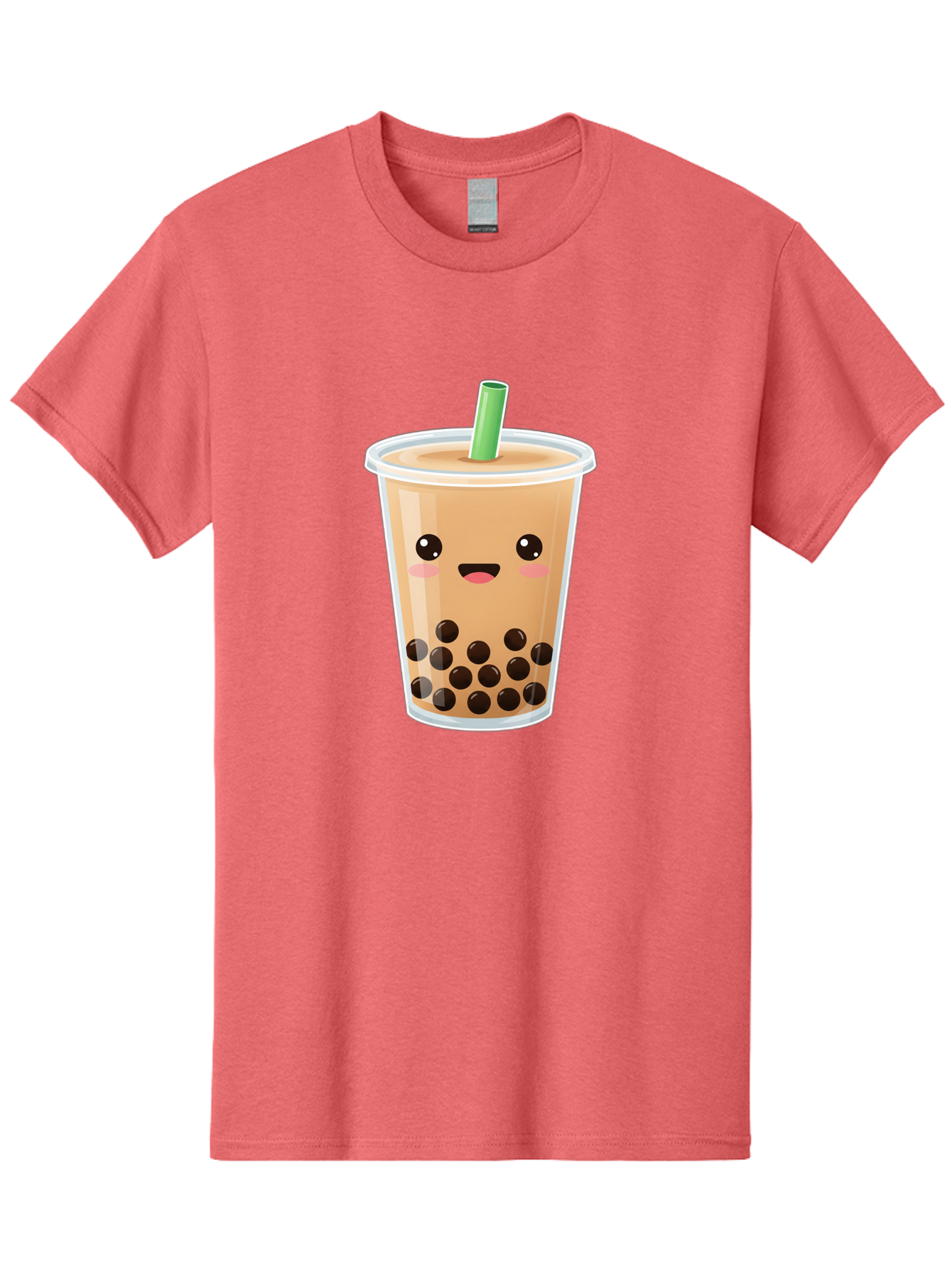 Bubble-Milk-Tea Men'S Graphic Tee, 100% Cotton, Comfortable Casual Summer Wear, Machine Washable, Bubble Tea, Boba, Milk Tea, Straw, Cartoon Character, Cute Face, Black Boba Pearls, Smiling, Kawaii, Popular Drink, Fun Design, Tasty, Bac688