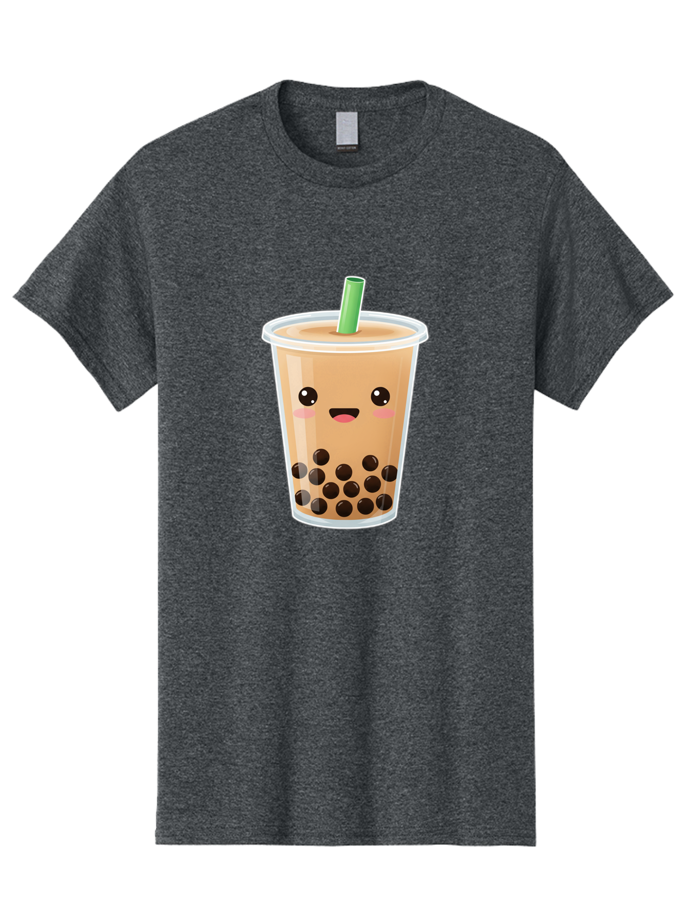 Bubble-Milk-Tea Men'S Graphic Tee, 100% Cotton, Comfortable Casual Summer Wear, Machine Washable, Bubble Tea, Boba, Milk Tea, Straw, Cartoon Character, Cute Face, Black Boba Pearls, Smiling, Kawaii, Popular Drink, Fun Design, Tasty, Bac688
